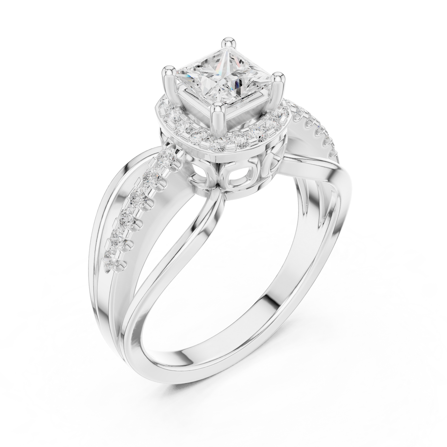 Mixed Shape Lab Grown Diamond Halo Ring
