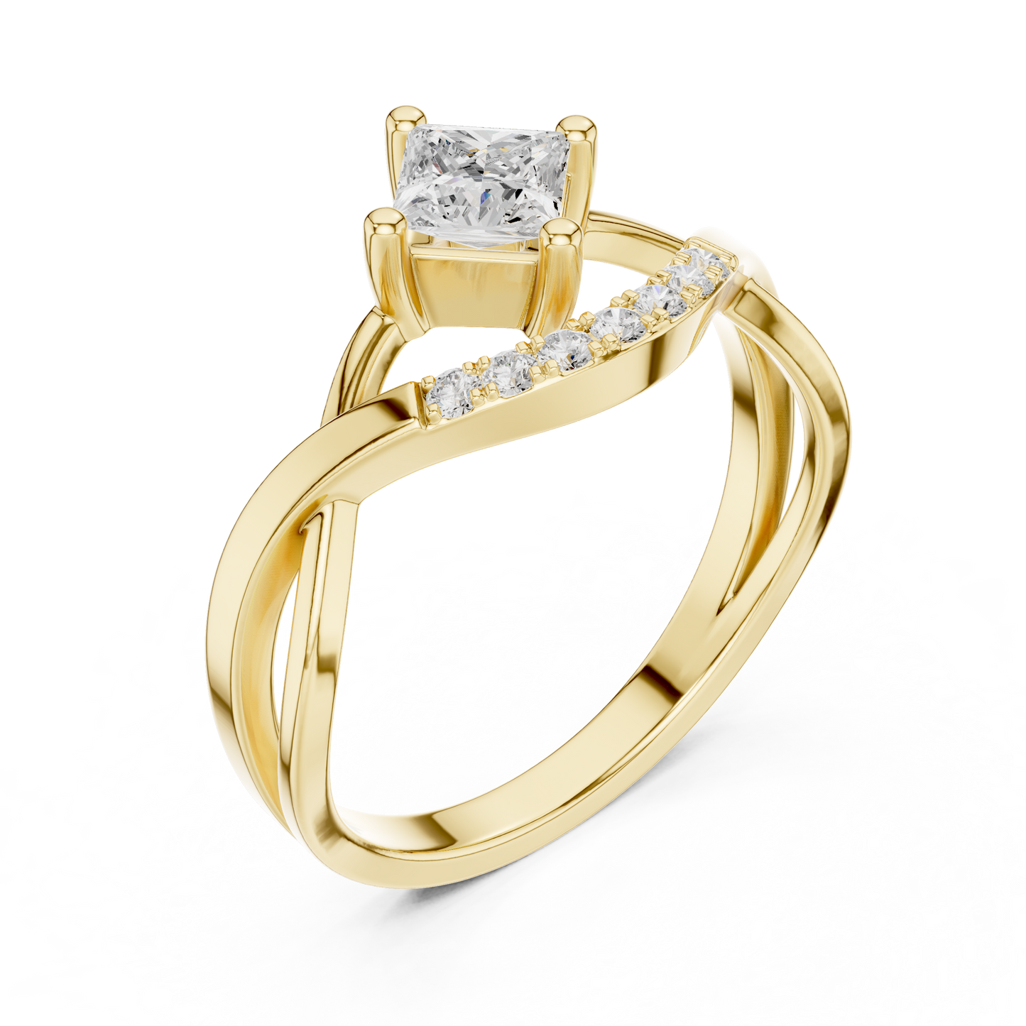 Mixed Shape Lab Grown Diamond Side Stone Ring