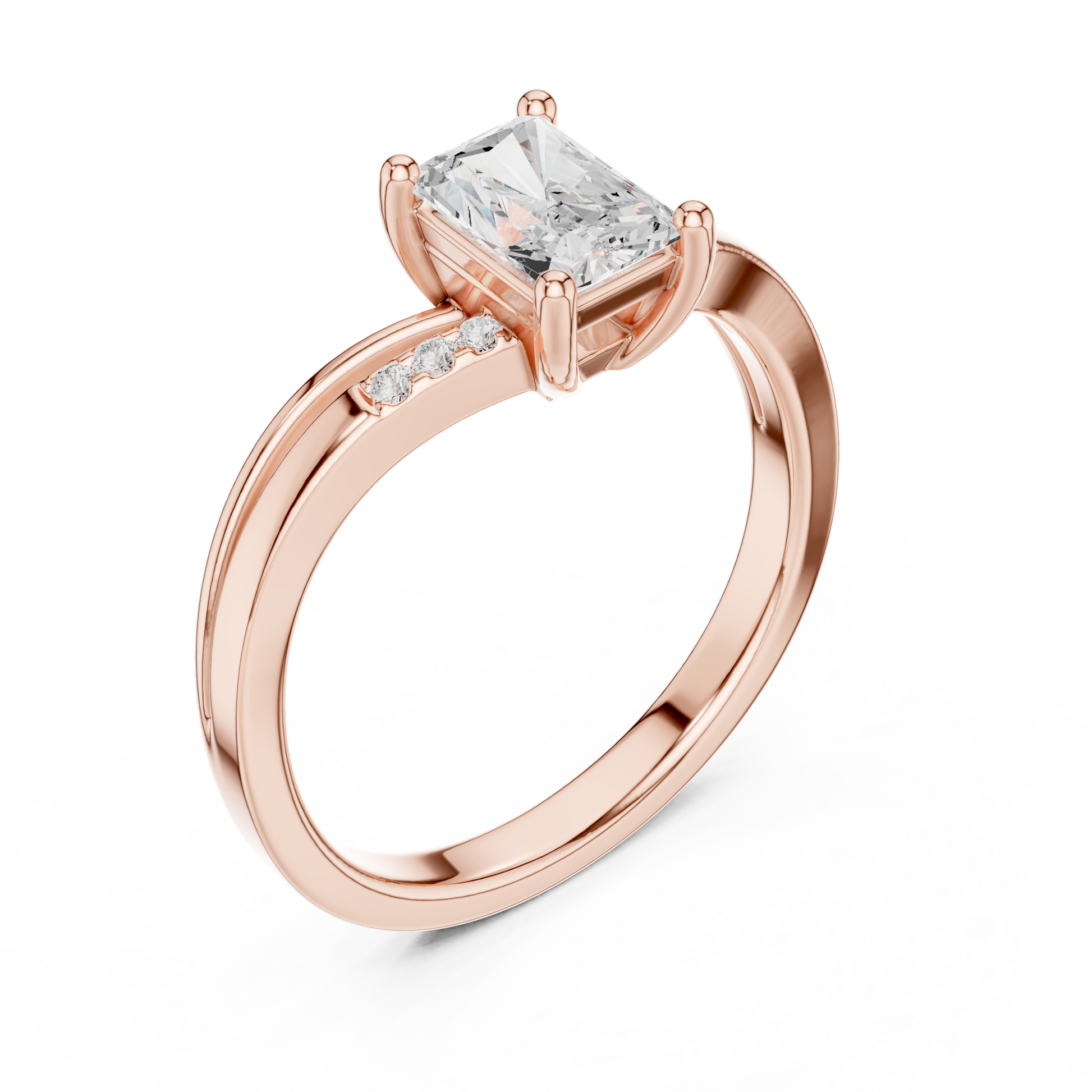 Round Side Stone Lab Grown Diamond Ring