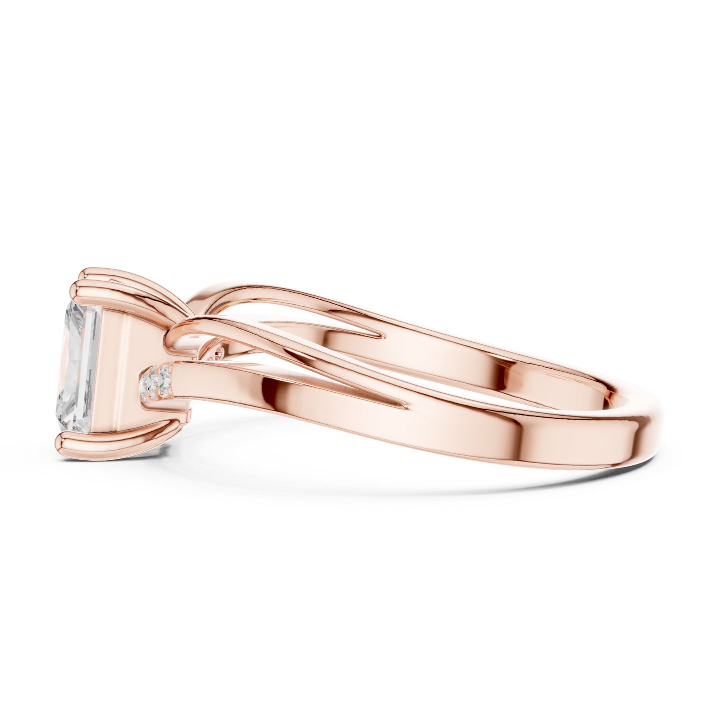 Round Side Stone Lab Grown Diamond Ring