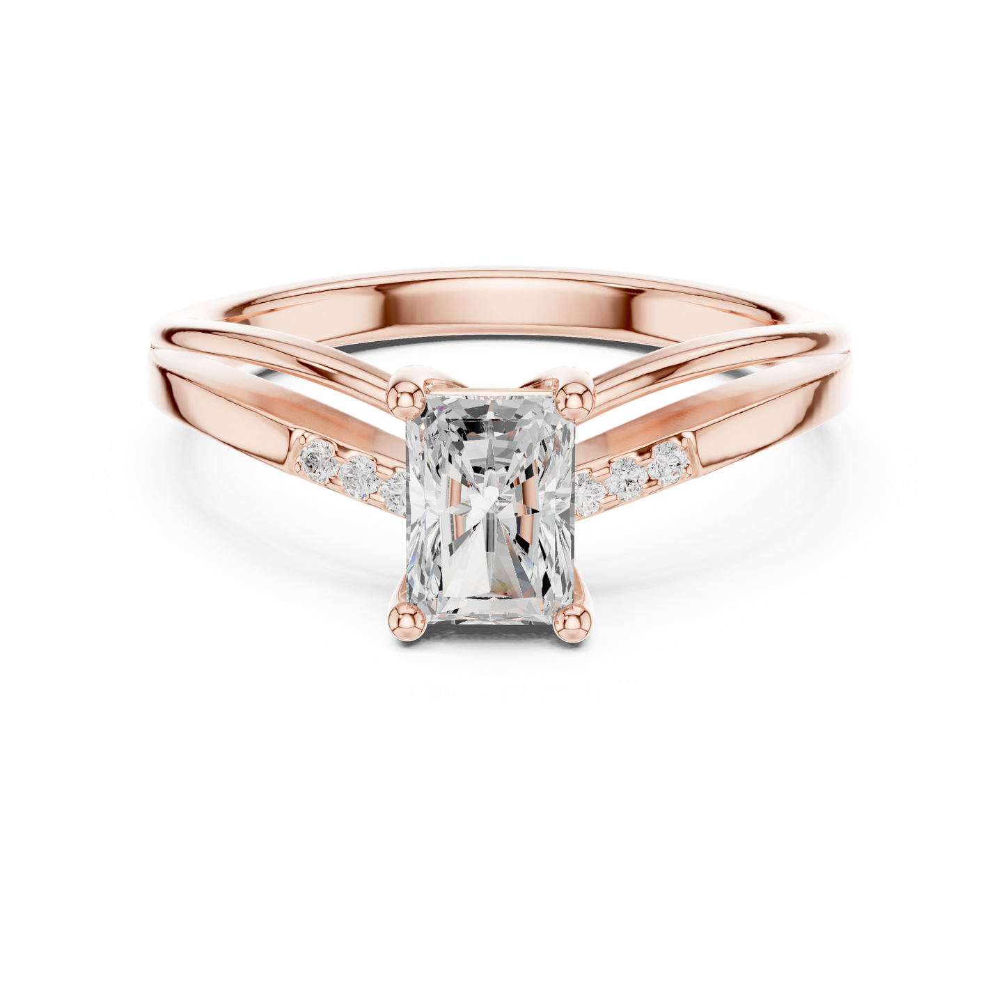 Round Side Stone Lab Grown Diamond Ring