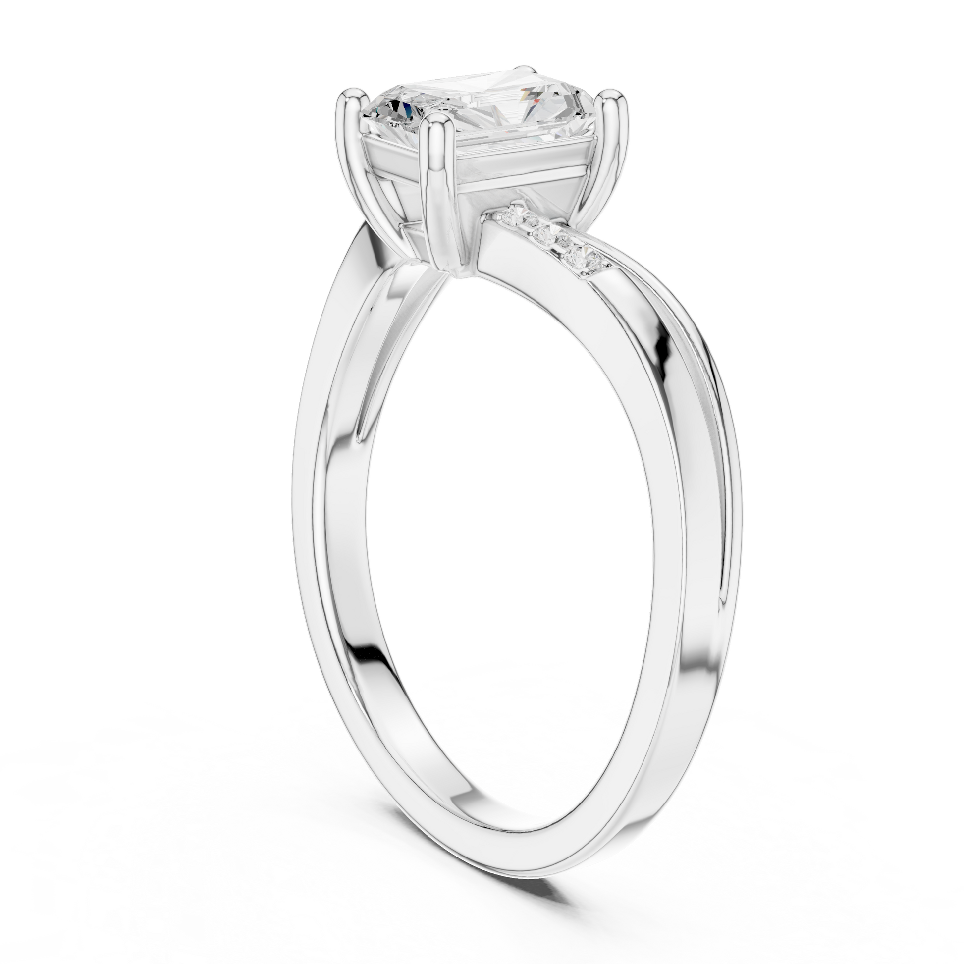 Round Side Stone Lab Grown Diamond Ring