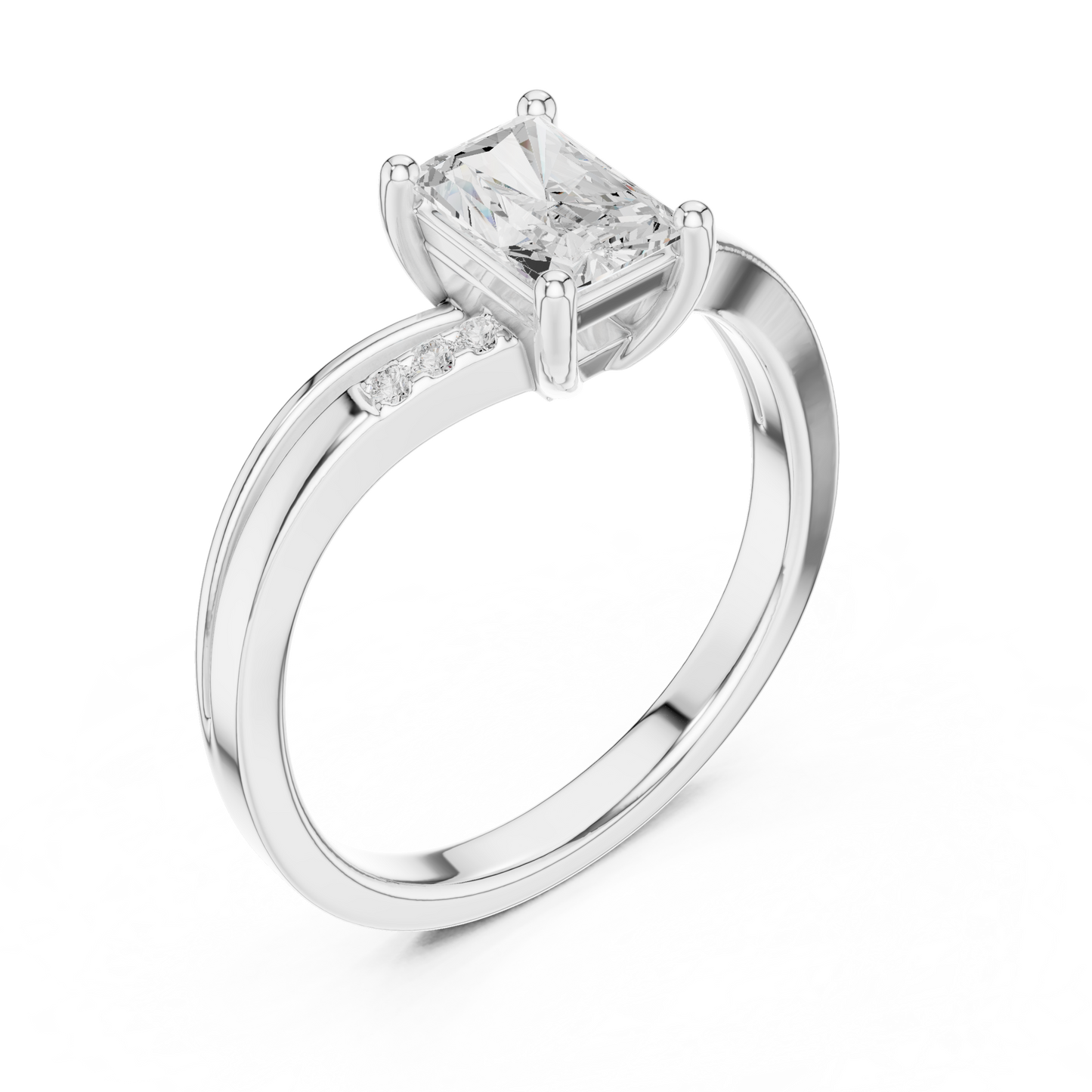 Round Side Stone Lab Grown Diamond Ring