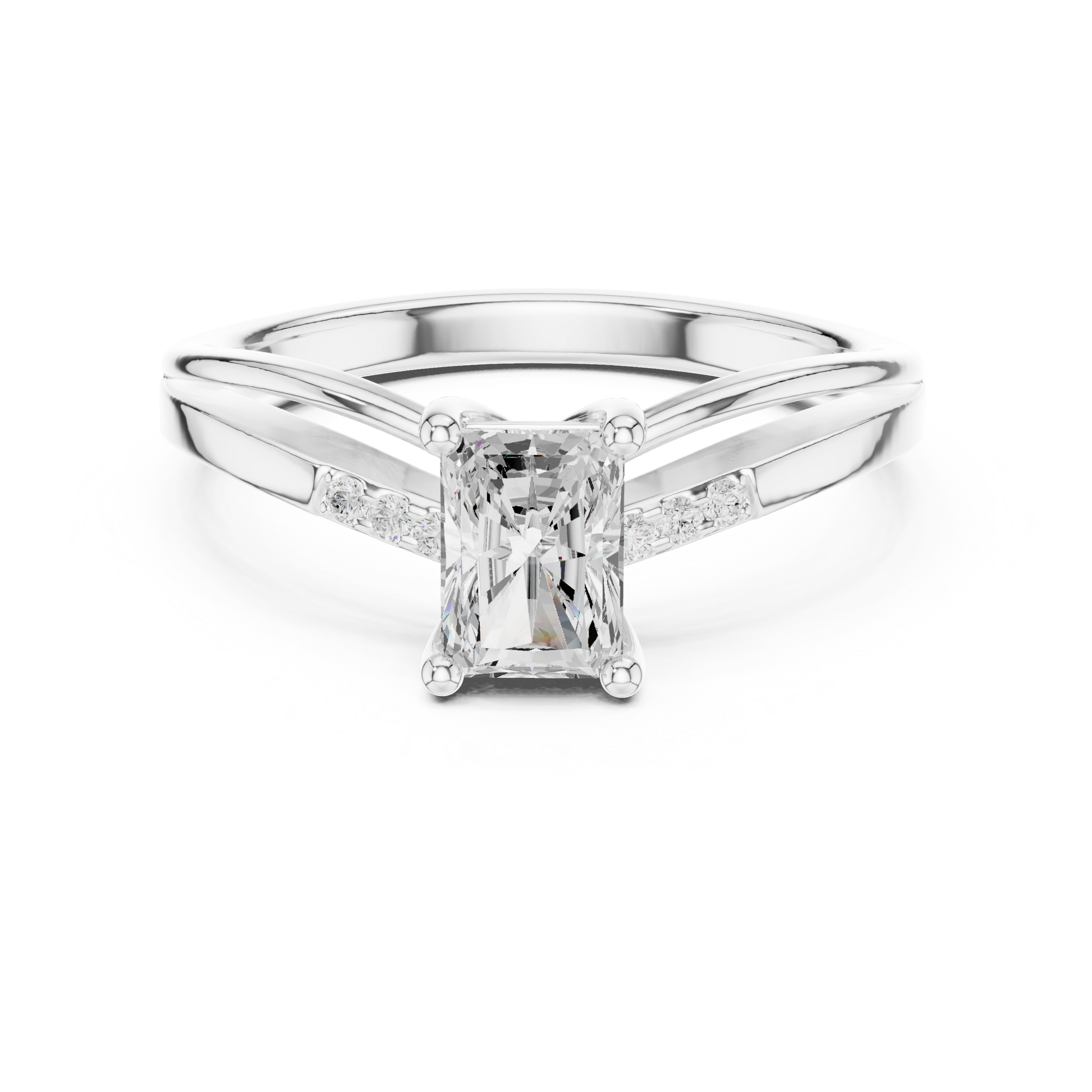 Round Side Stone Lab Grown Diamond Ring