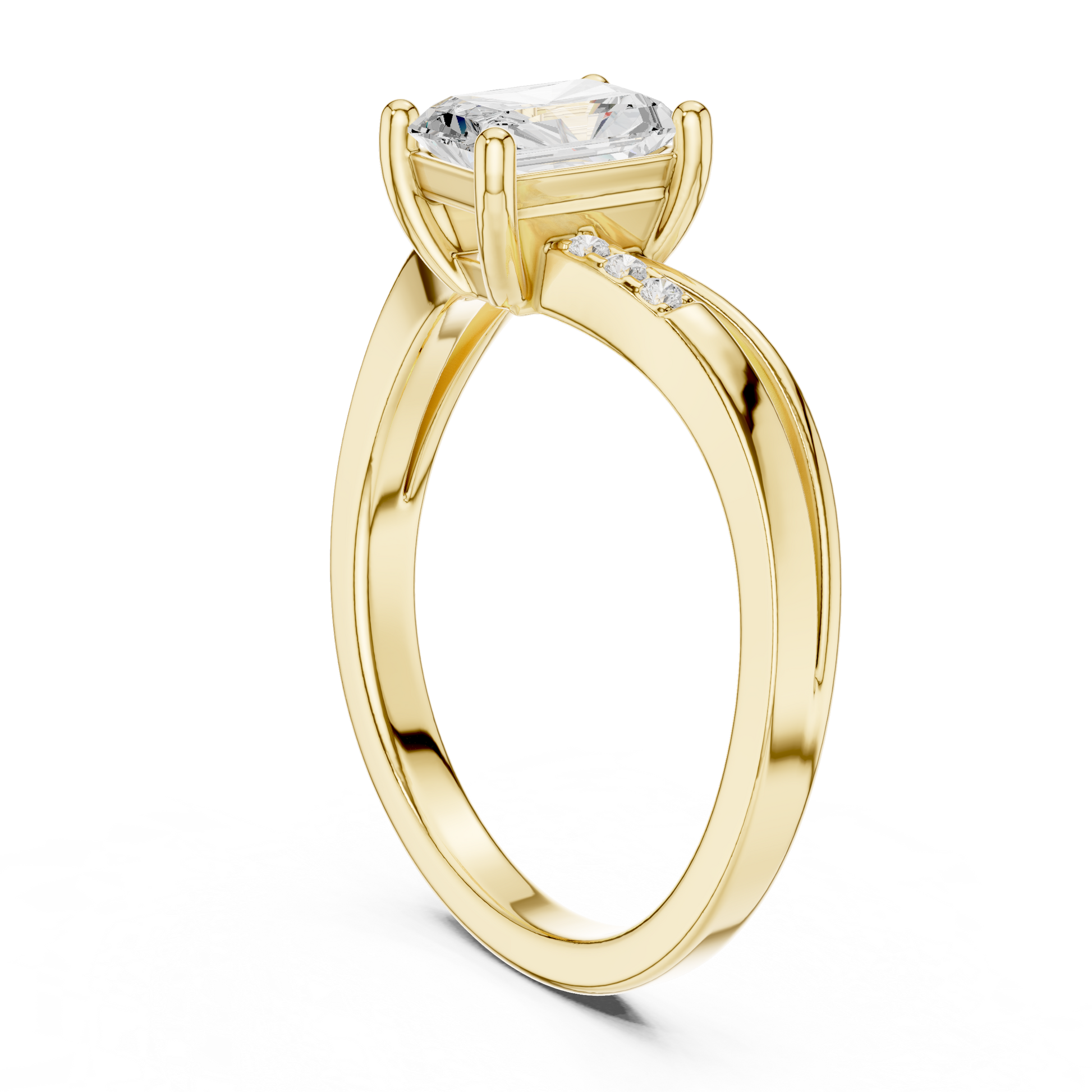 Round Side Stone Lab Grown Diamond Ring