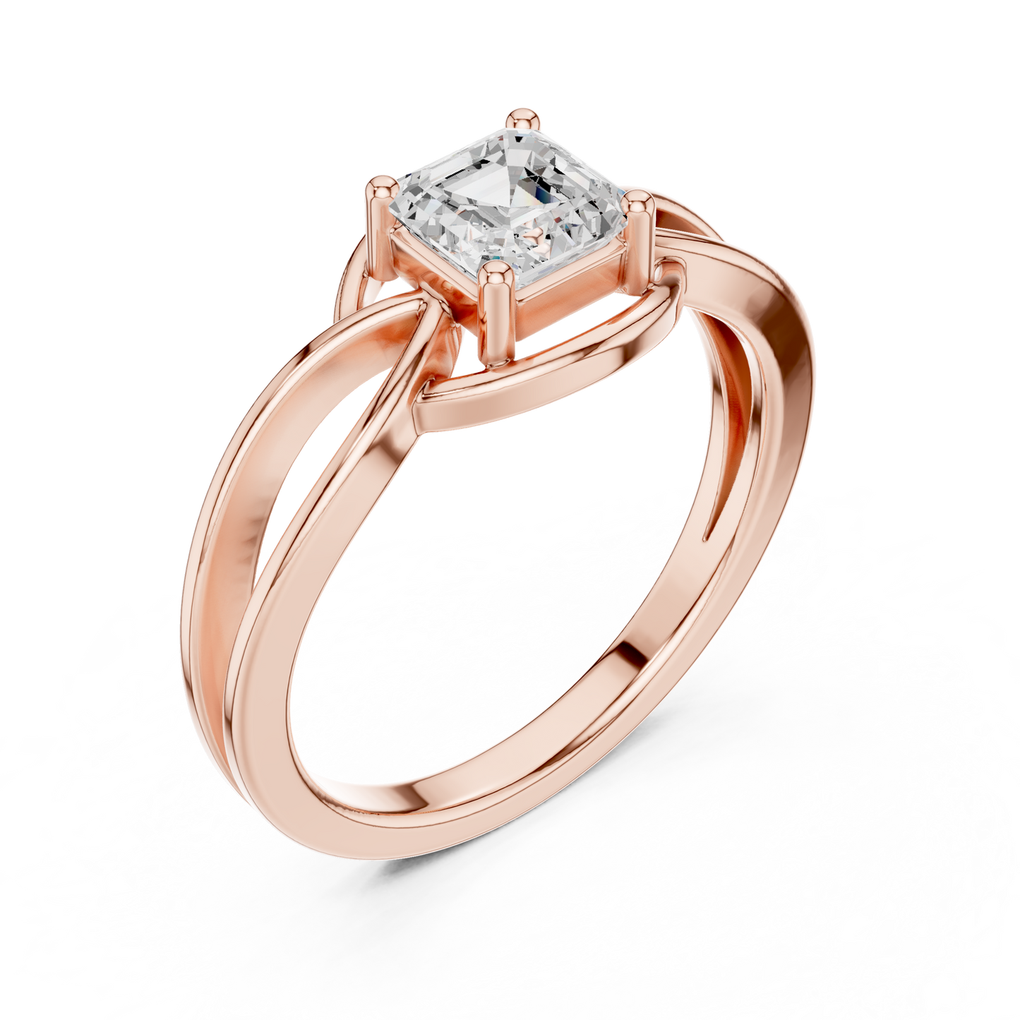 Asscher Solitaire Lab Grown Diamond Ring