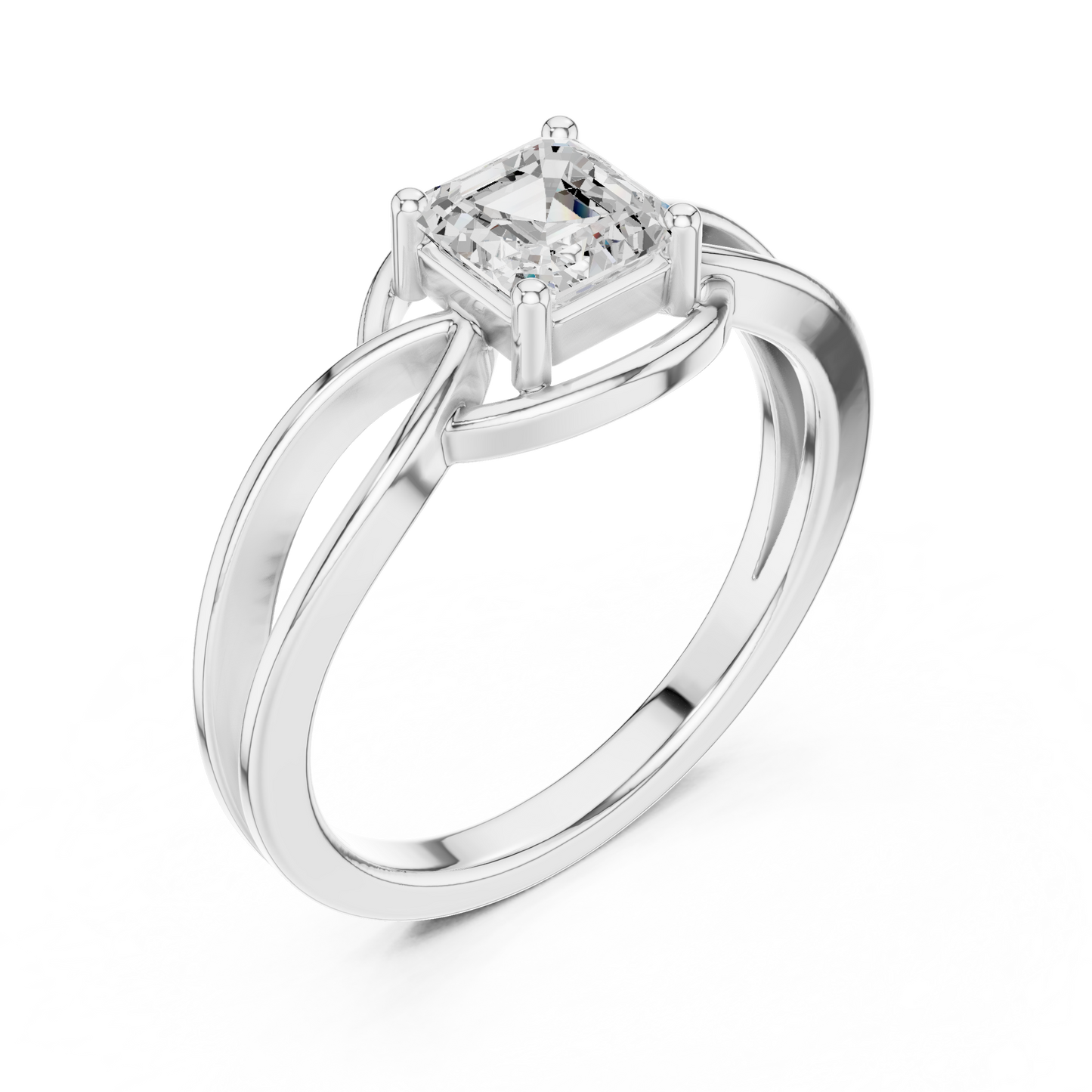 Asscher Solitaire Lab Grown Diamond Ring