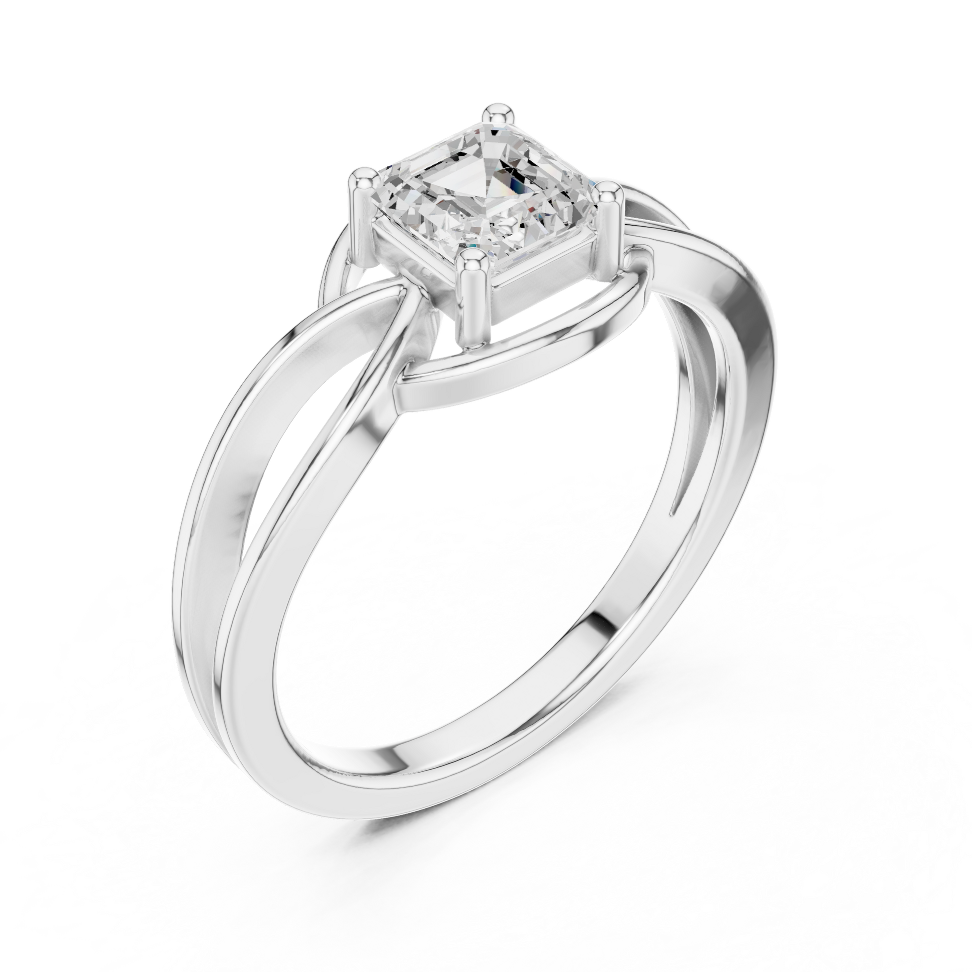 Asscher Solitaire Lab Grown Diamond Ring