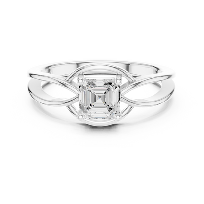 Asscher Solitaire Lab Grown Diamond Ring