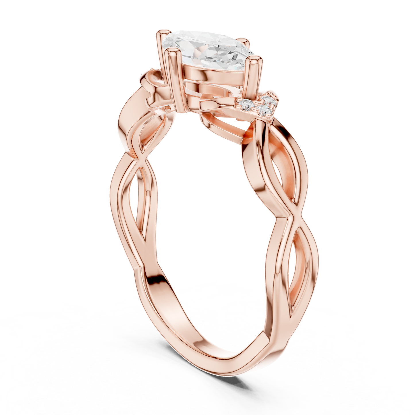 Round Side Stone Lab Grown Diamond Ring