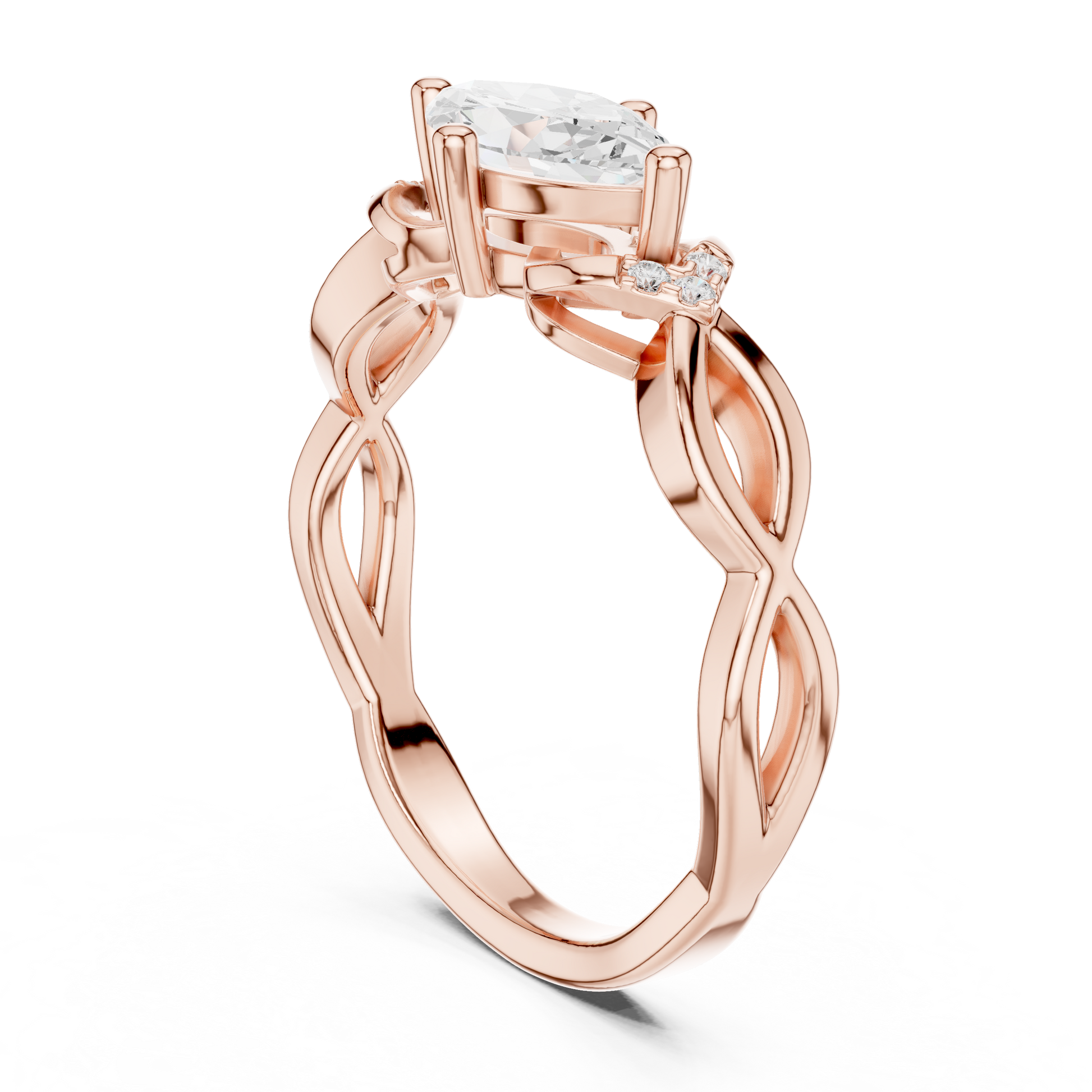 Round Side Stone Lab Grown Diamond Ring