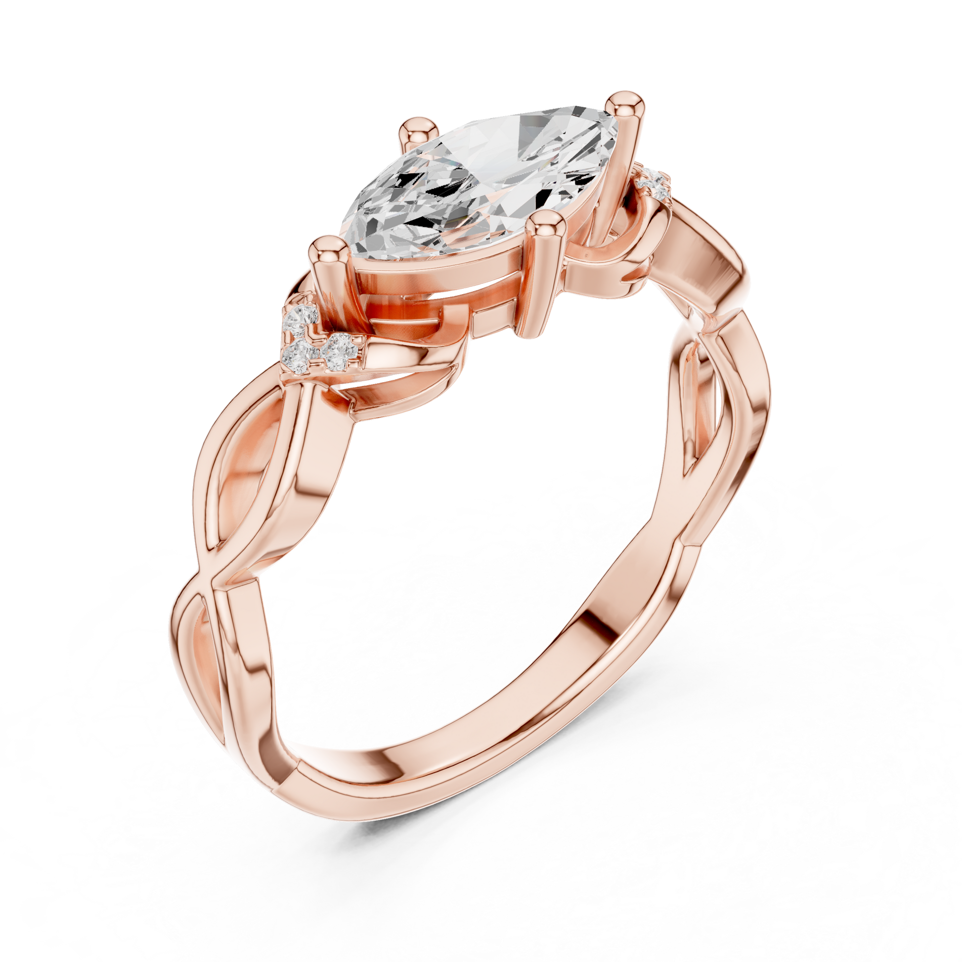 Round Side Stone Lab Grown Diamond Ring