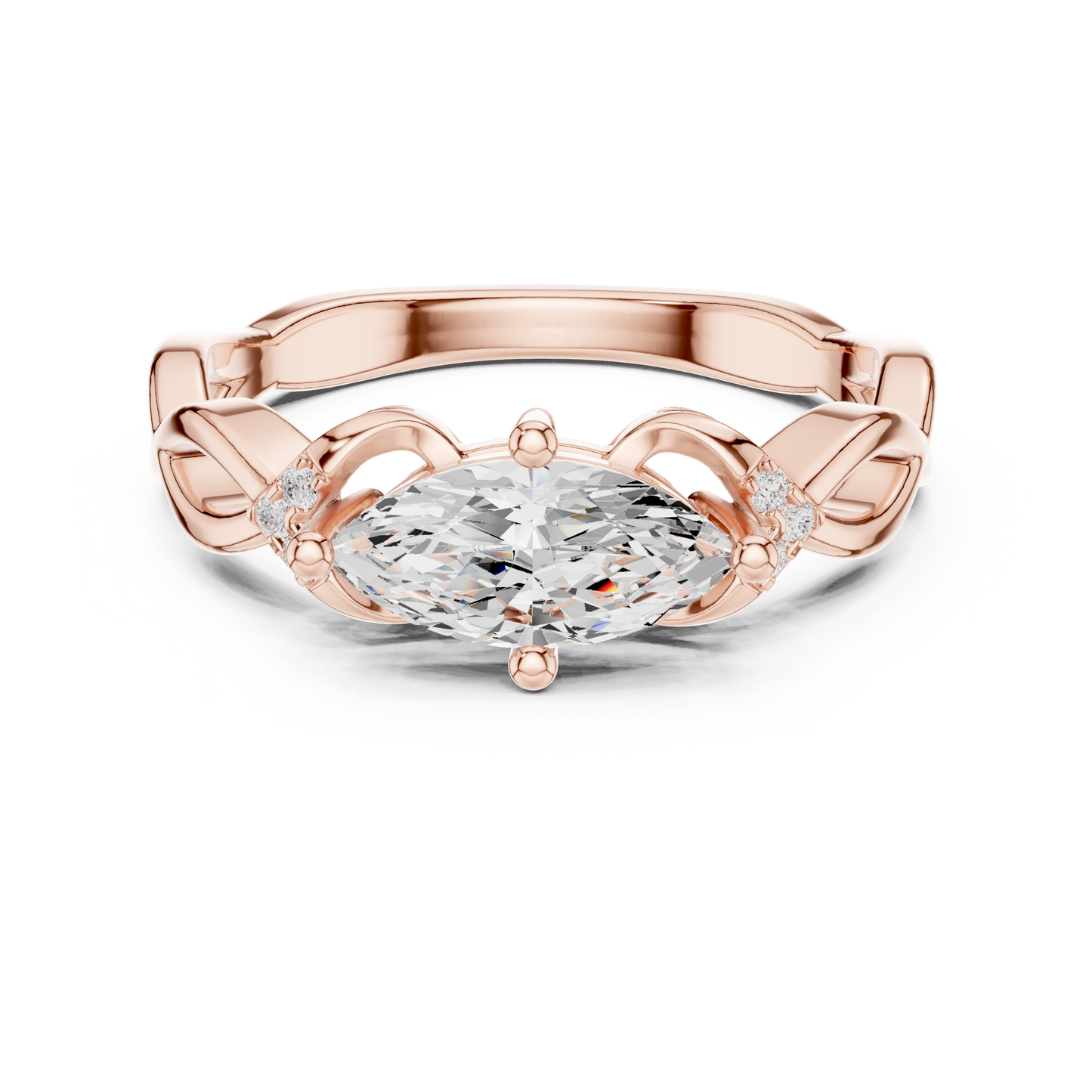 Round Side Stone Lab Grown Diamond Ring