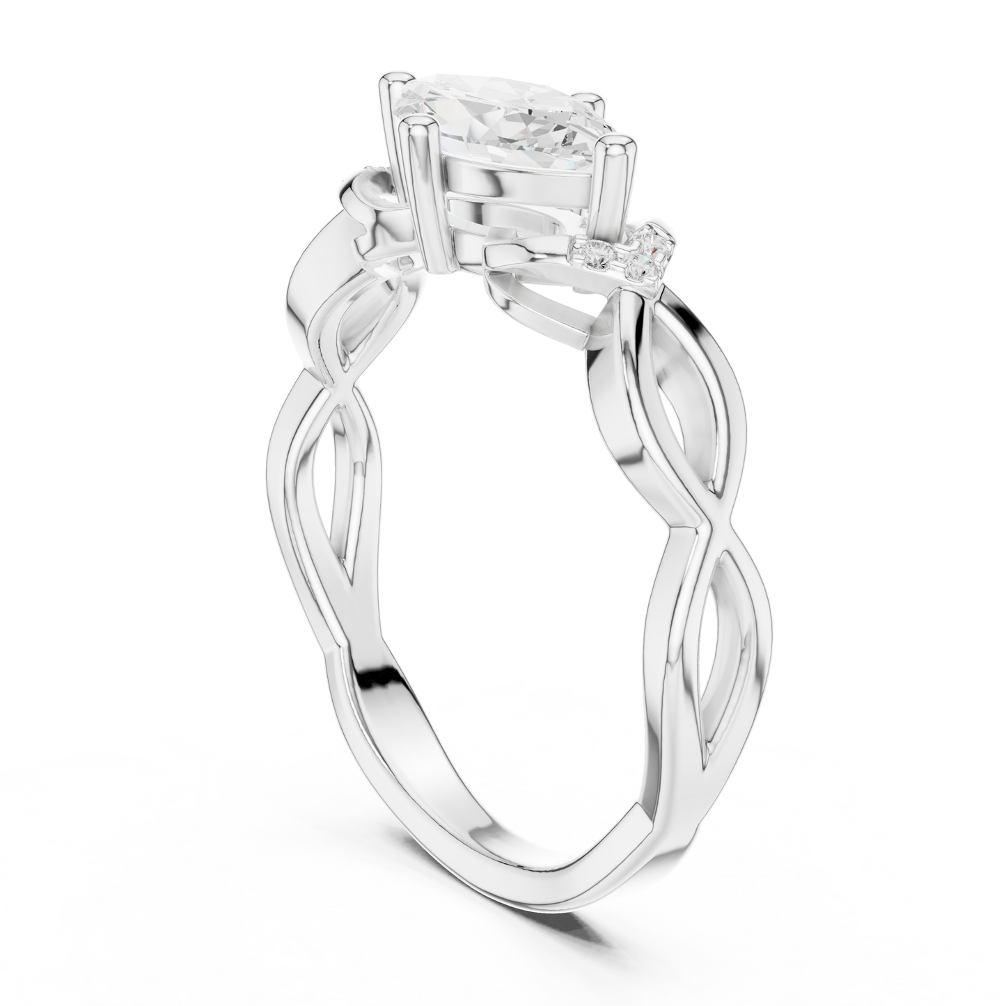 Round Side Stone Lab Grown Diamond Ring
