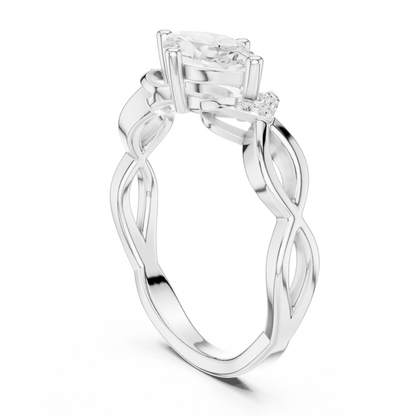 Round Side Stone Lab Grown Diamond Ring