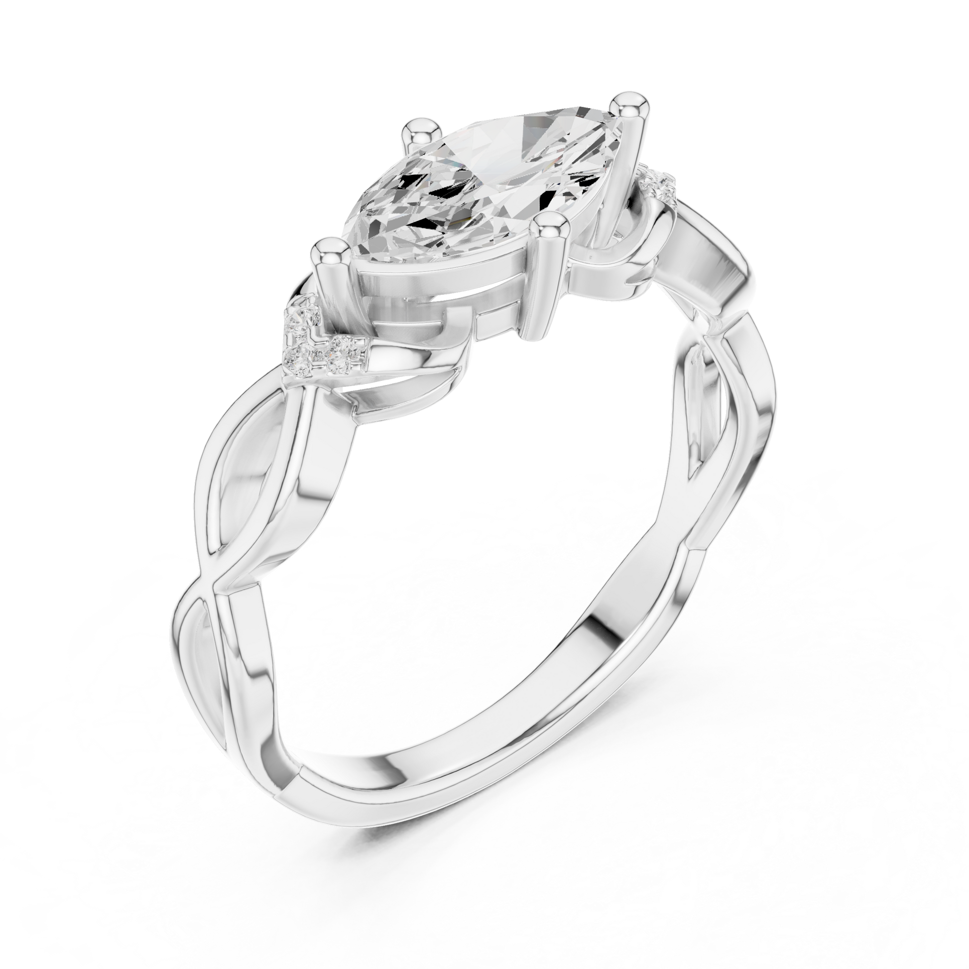 Round Side Stone Lab Grown Diamond Ring