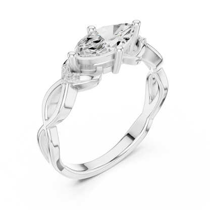 Round Side Stone Lab Grown Diamond Ring