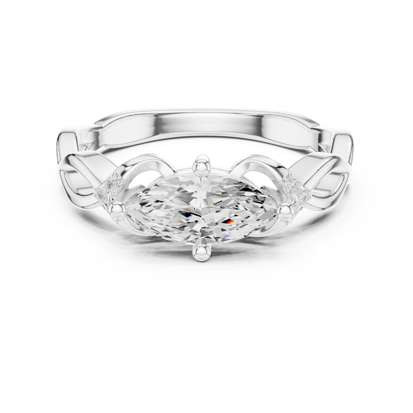 Round Side Stone Lab Grown Diamond Ring