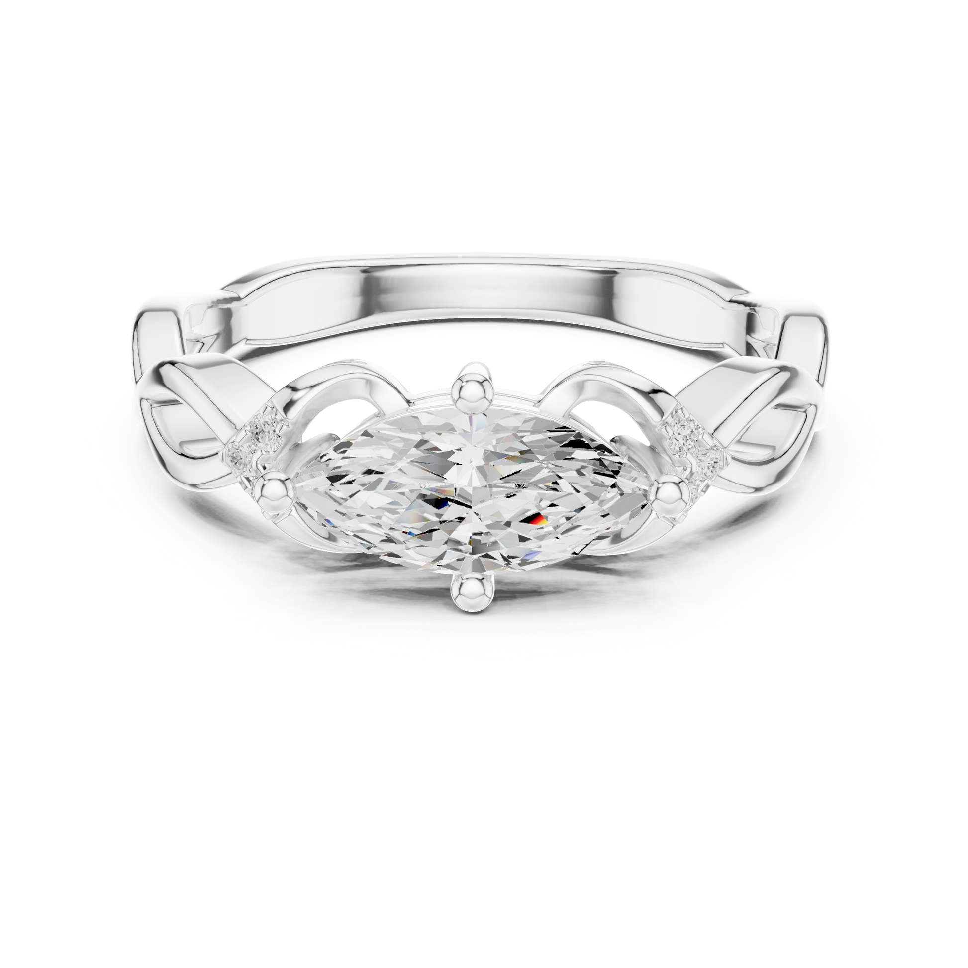 Round Side Stone Lab Grown Diamond Ring