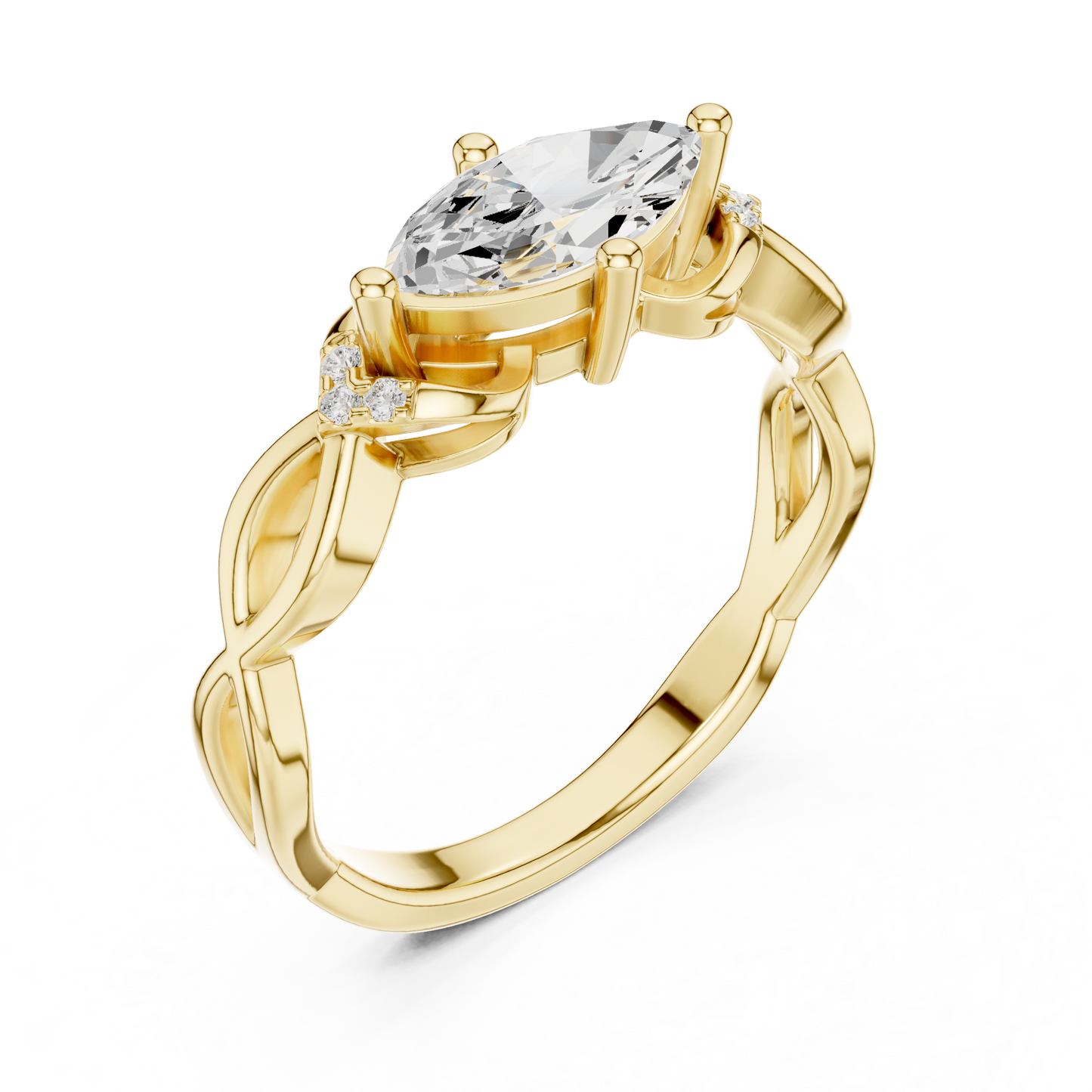 Round Side Stone Lab Grown Diamond Ring