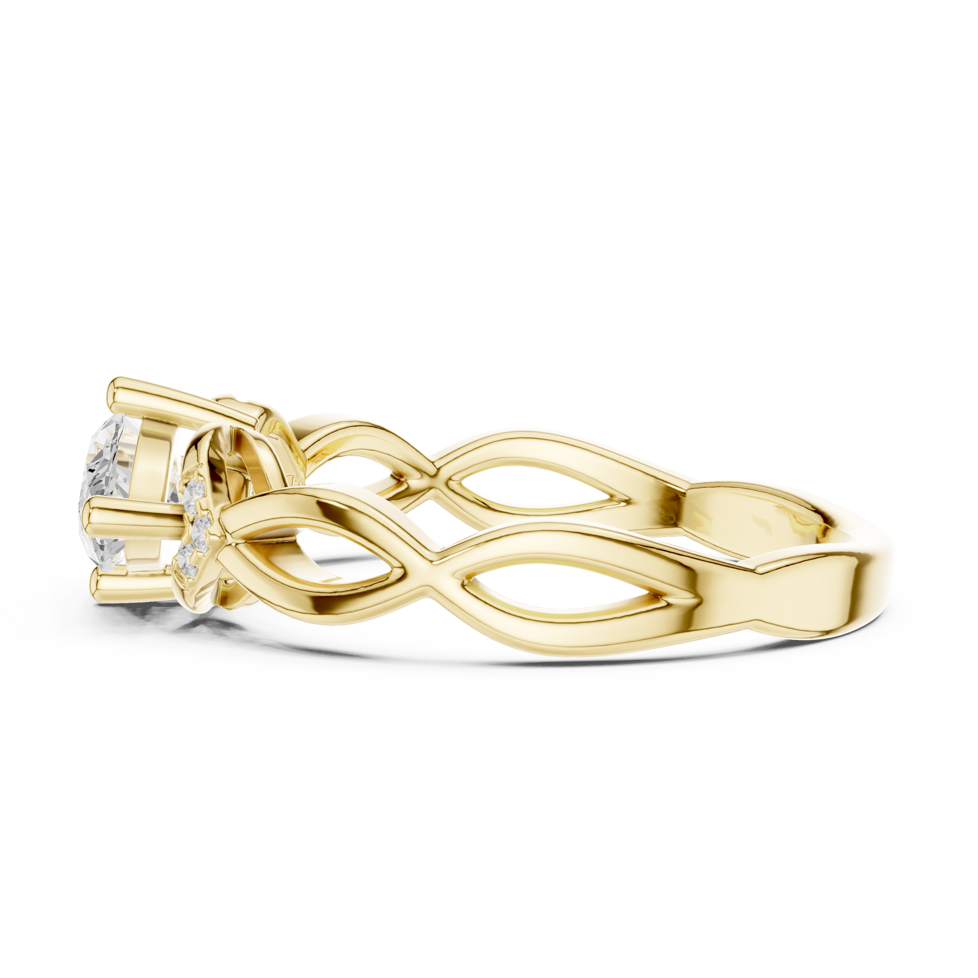 Round Side Stone Lab Grown Diamond Ring