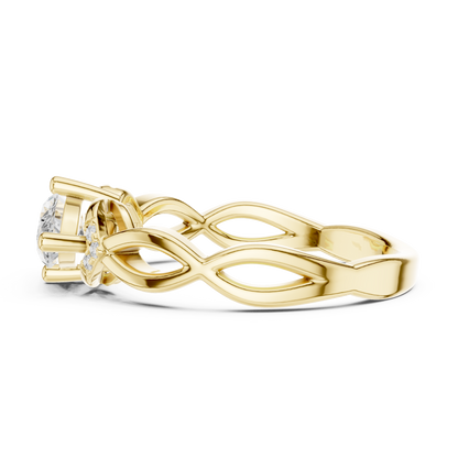 Round Side Stone Lab Grown Diamond Ring