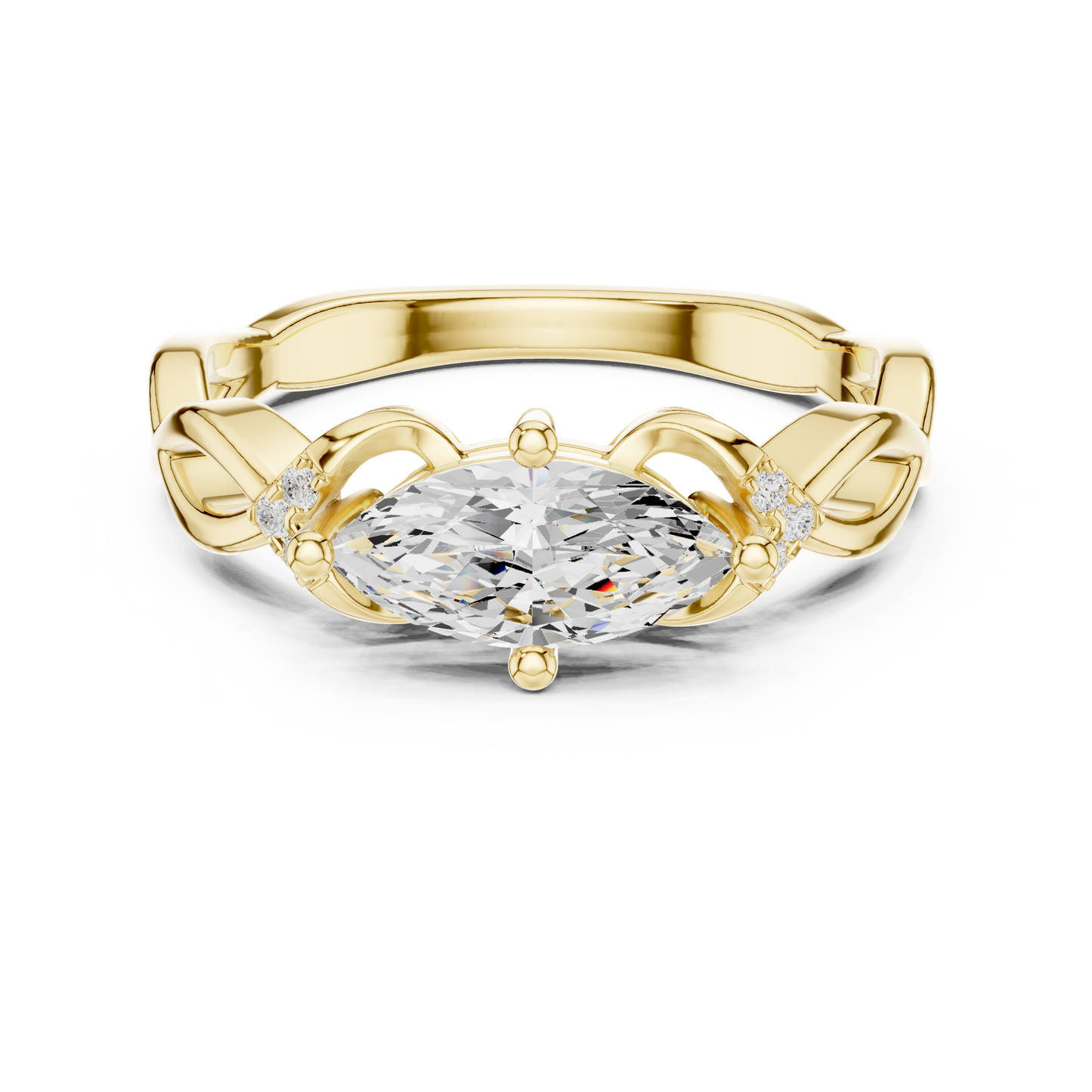 Round Side Stone Lab Grown Diamond Ring