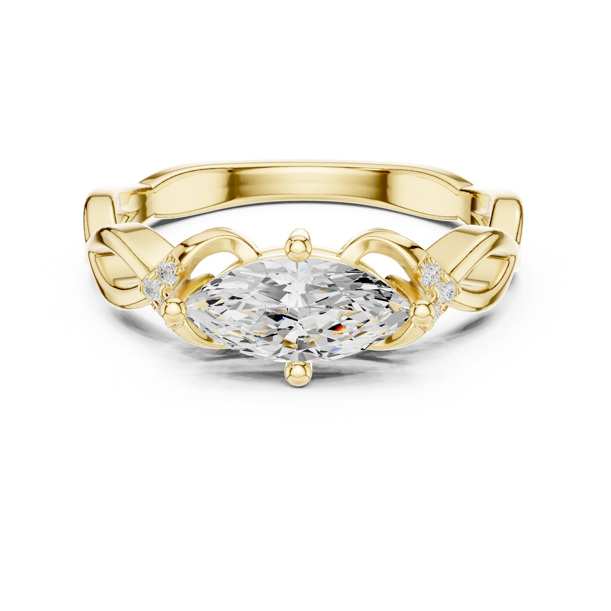 Round Side Stone Lab Grown Diamond Ring