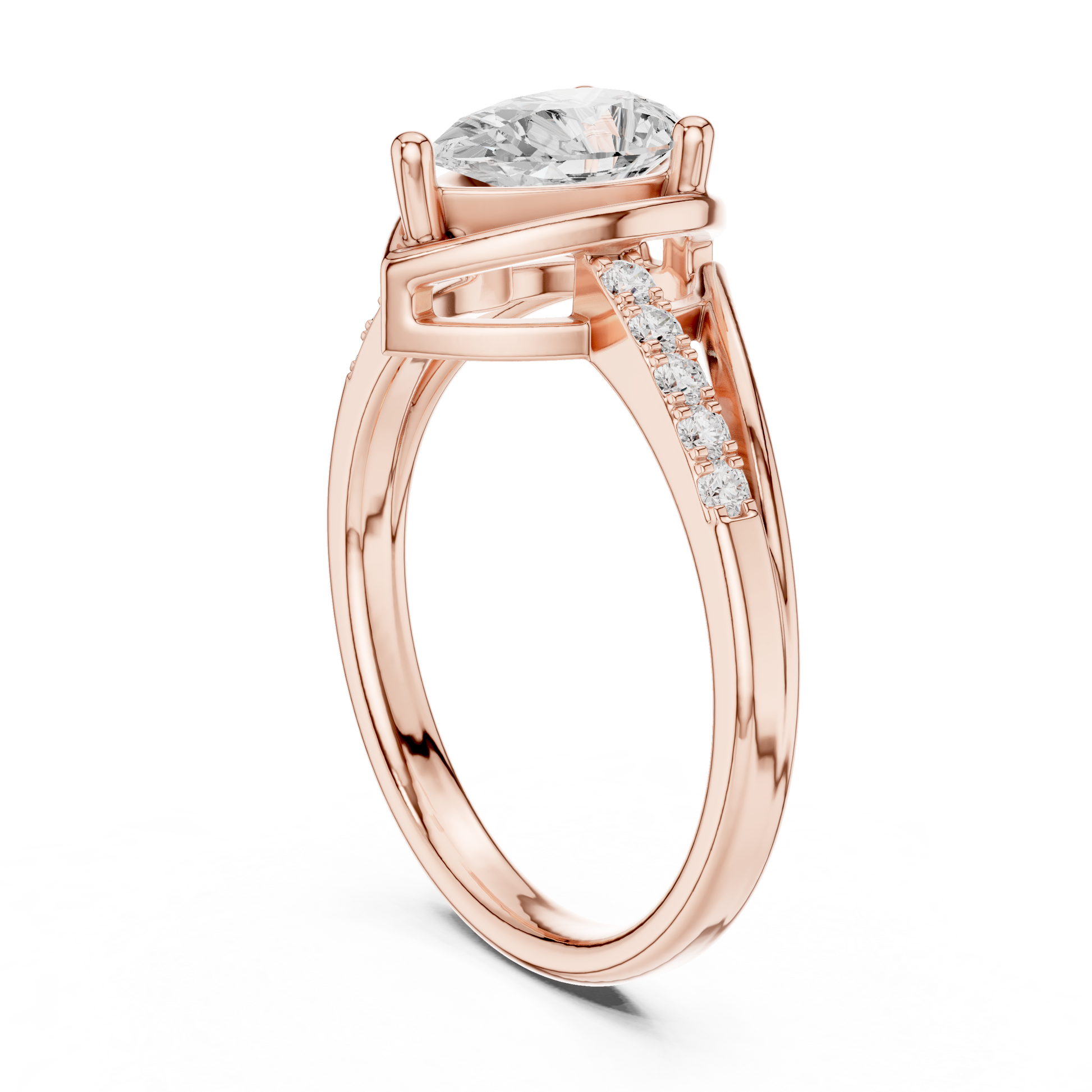 Round Side Stone Lab Grown Diamond Ring