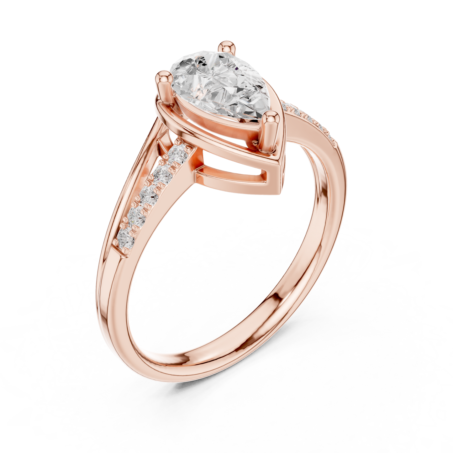 Round Side Stone Lab Grown Diamond Ring