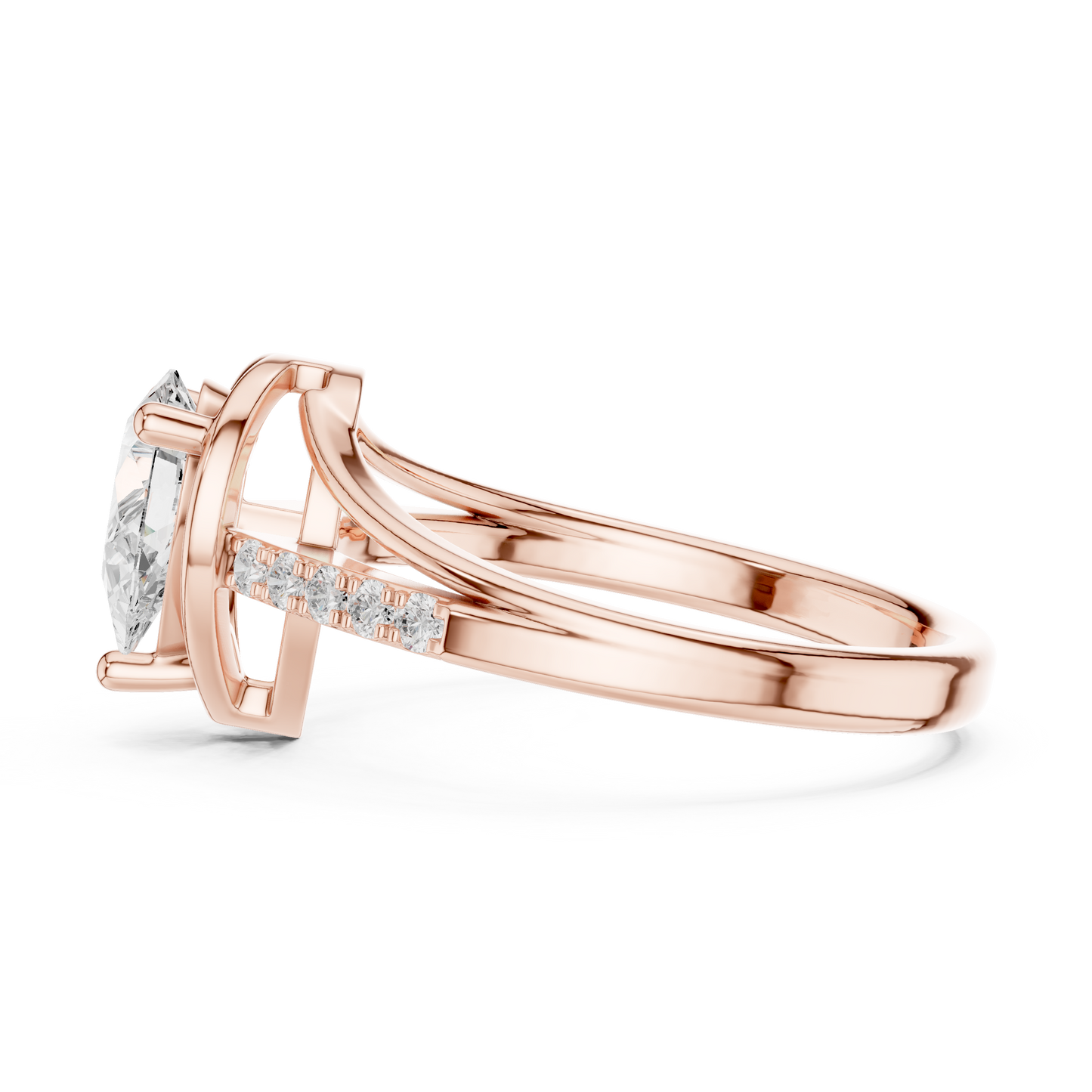 Round Side Stone Lab Grown Diamond Ring