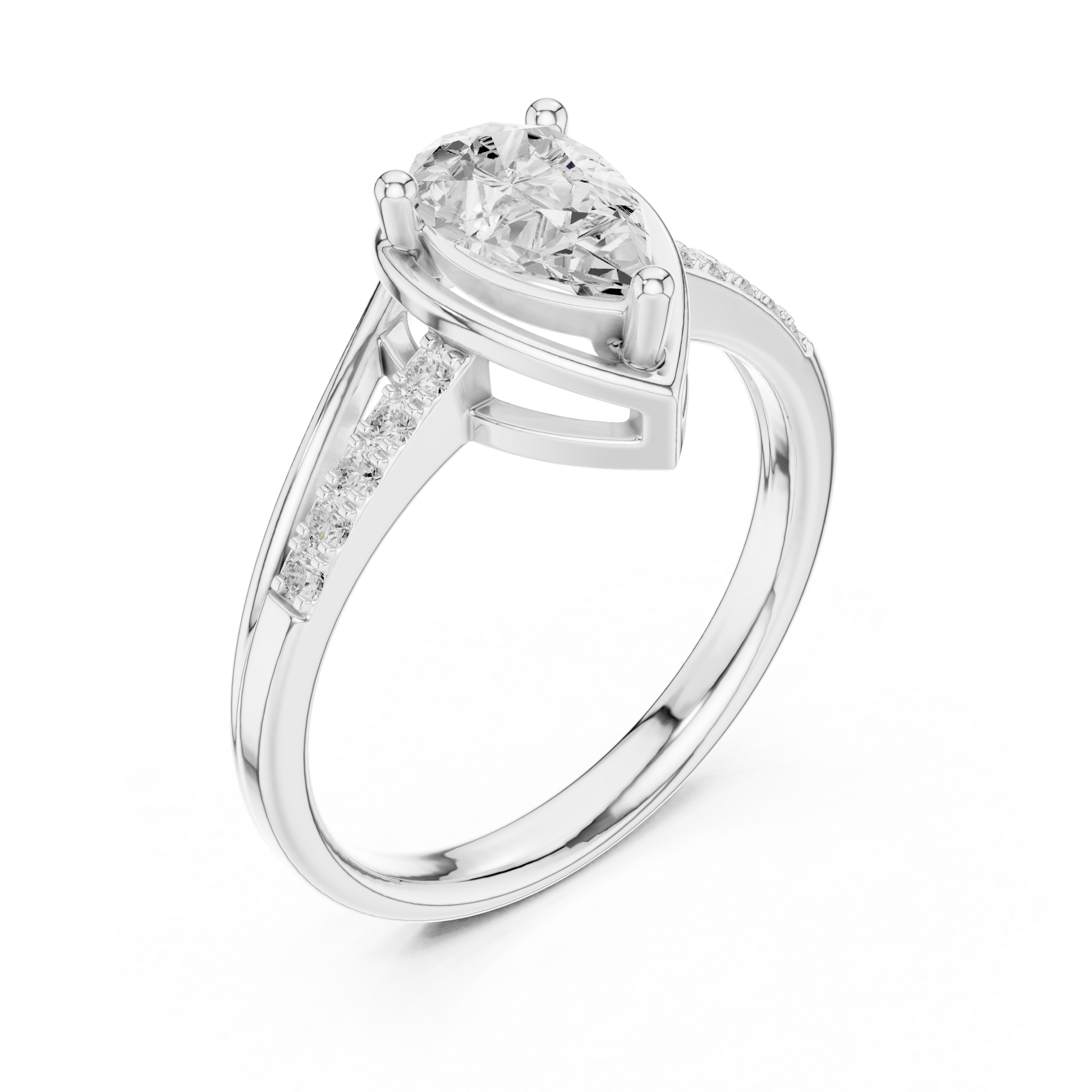 Round Side Stone Lab Grown Diamond Ring