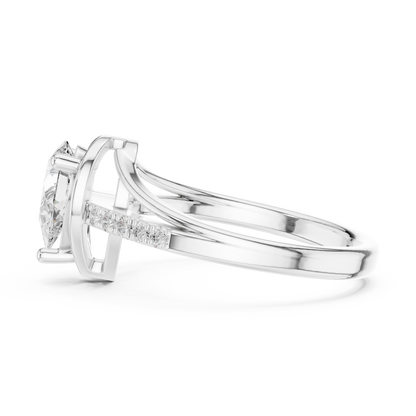 Round Side Stone Lab Grown Diamond Ring
