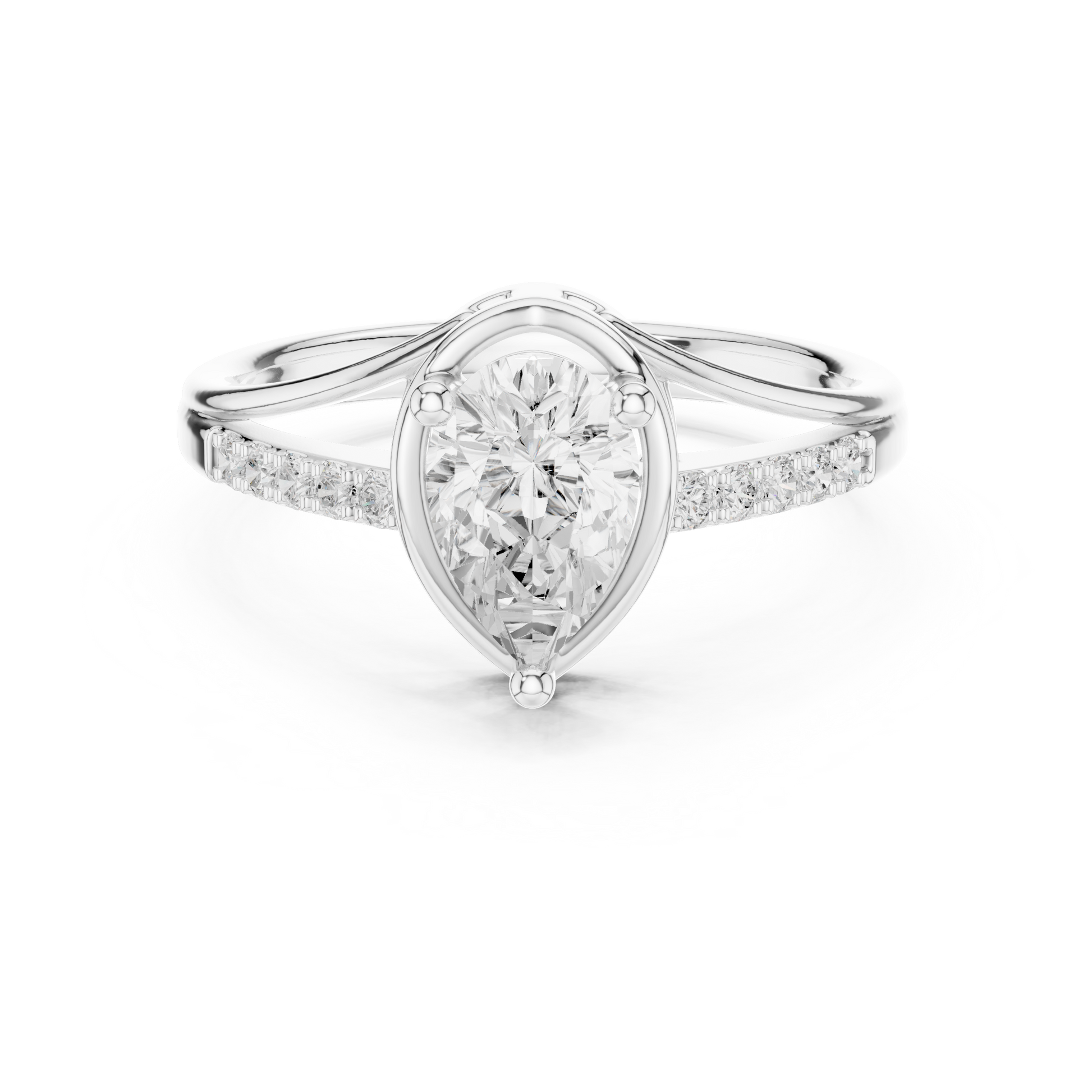 Round Side Stone Lab Grown Diamond Ring
