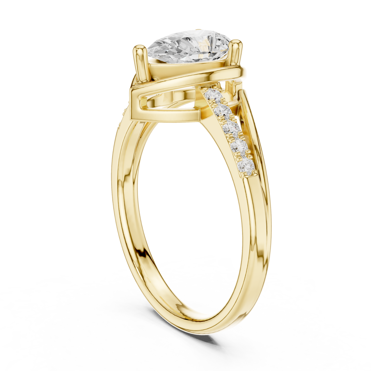 Round Side Stone Lab Grown Diamond Ring