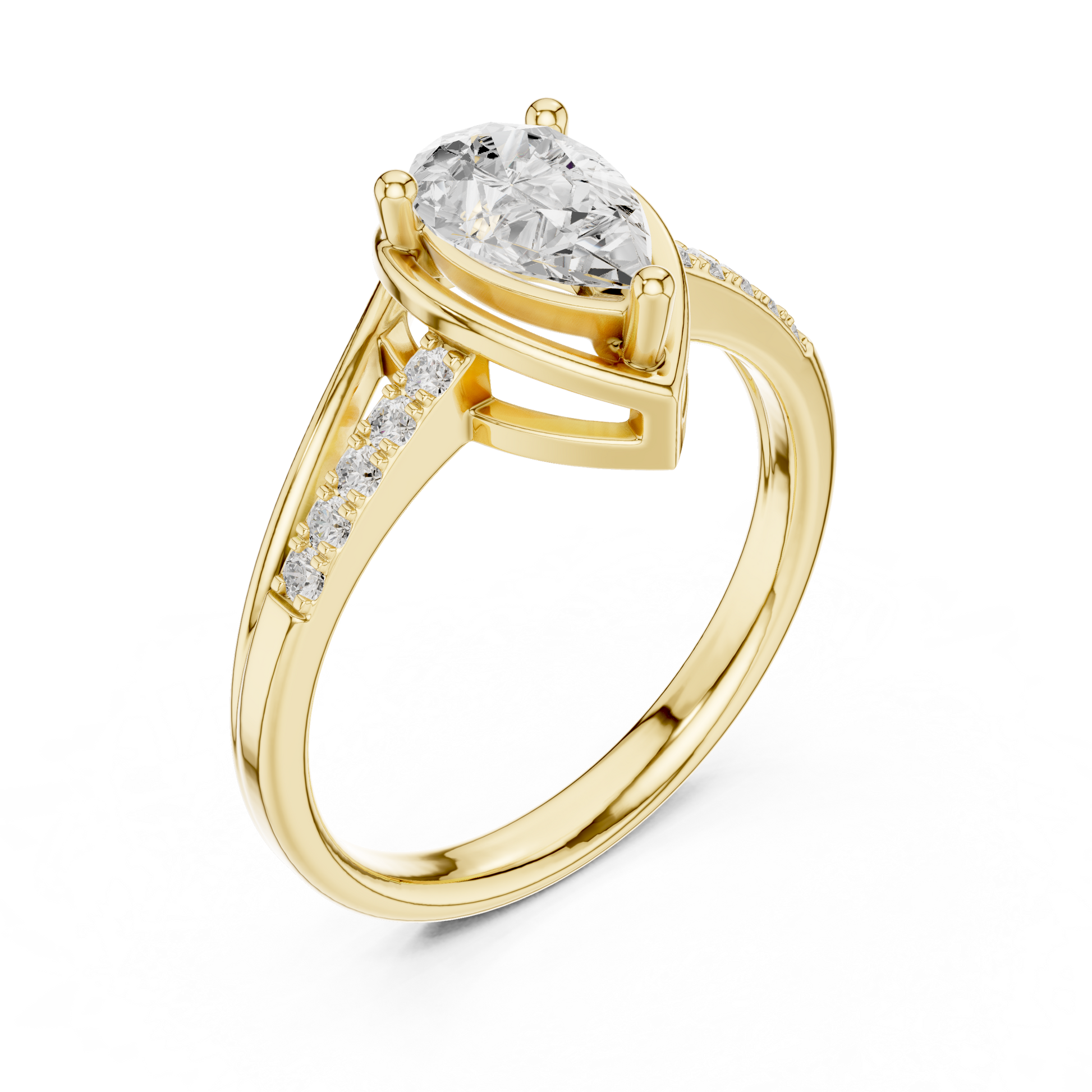 Round Side Stone Lab Grown Diamond Ring
