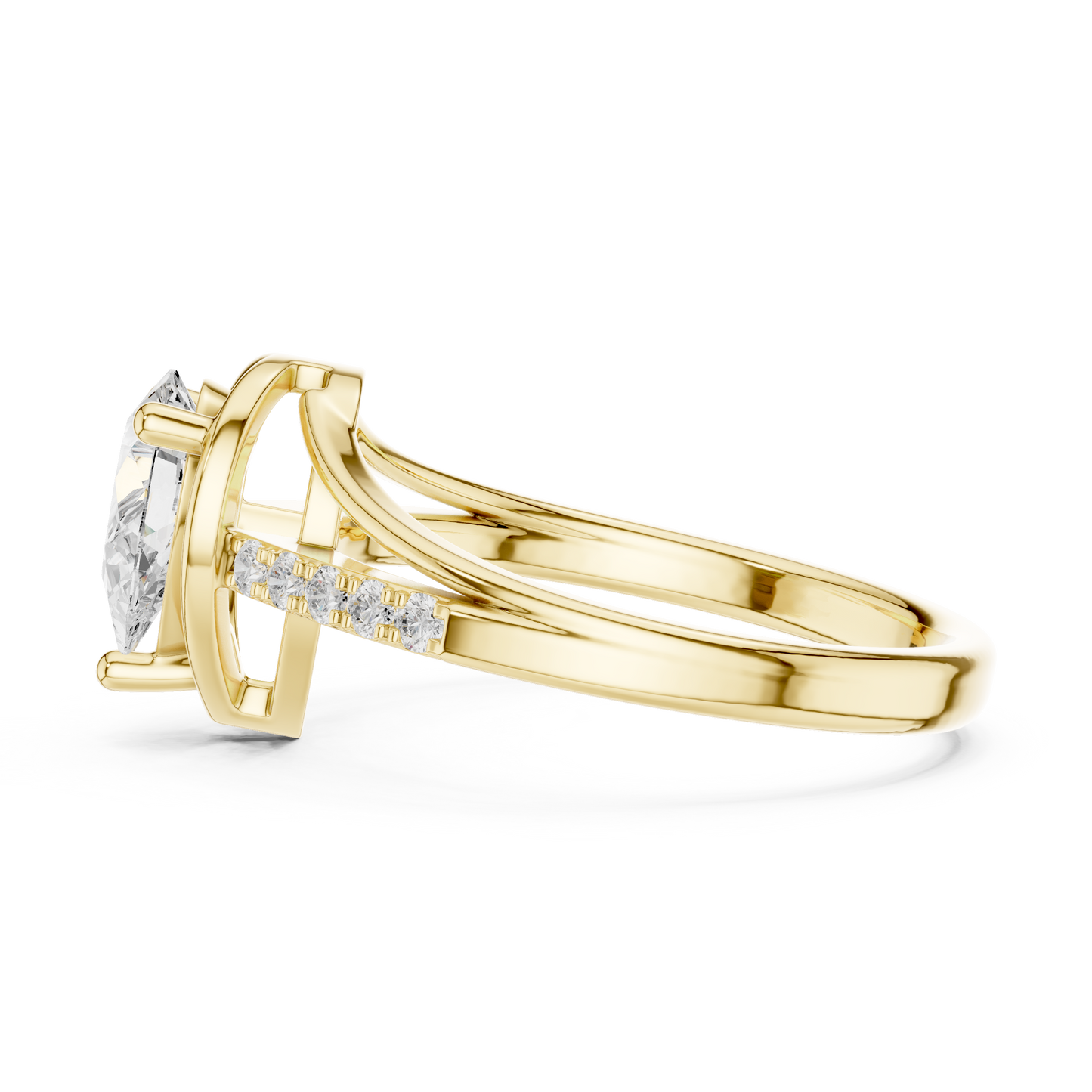Round Side Stone Lab Grown Diamond Ring