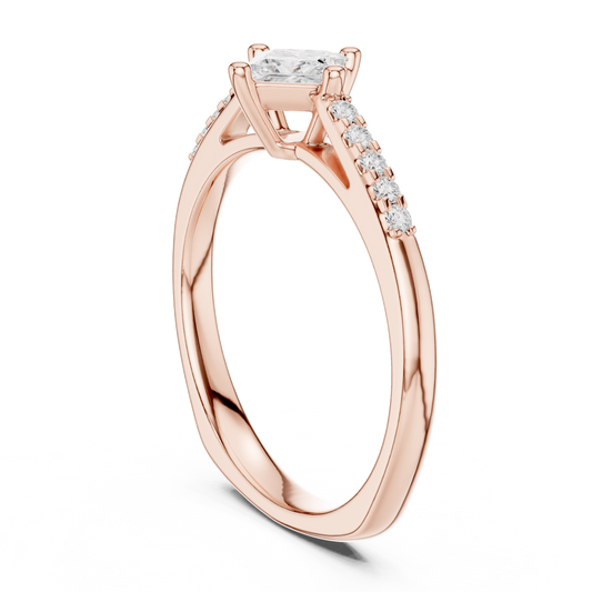 Round Side Stone Lab Grown Diamond Ring