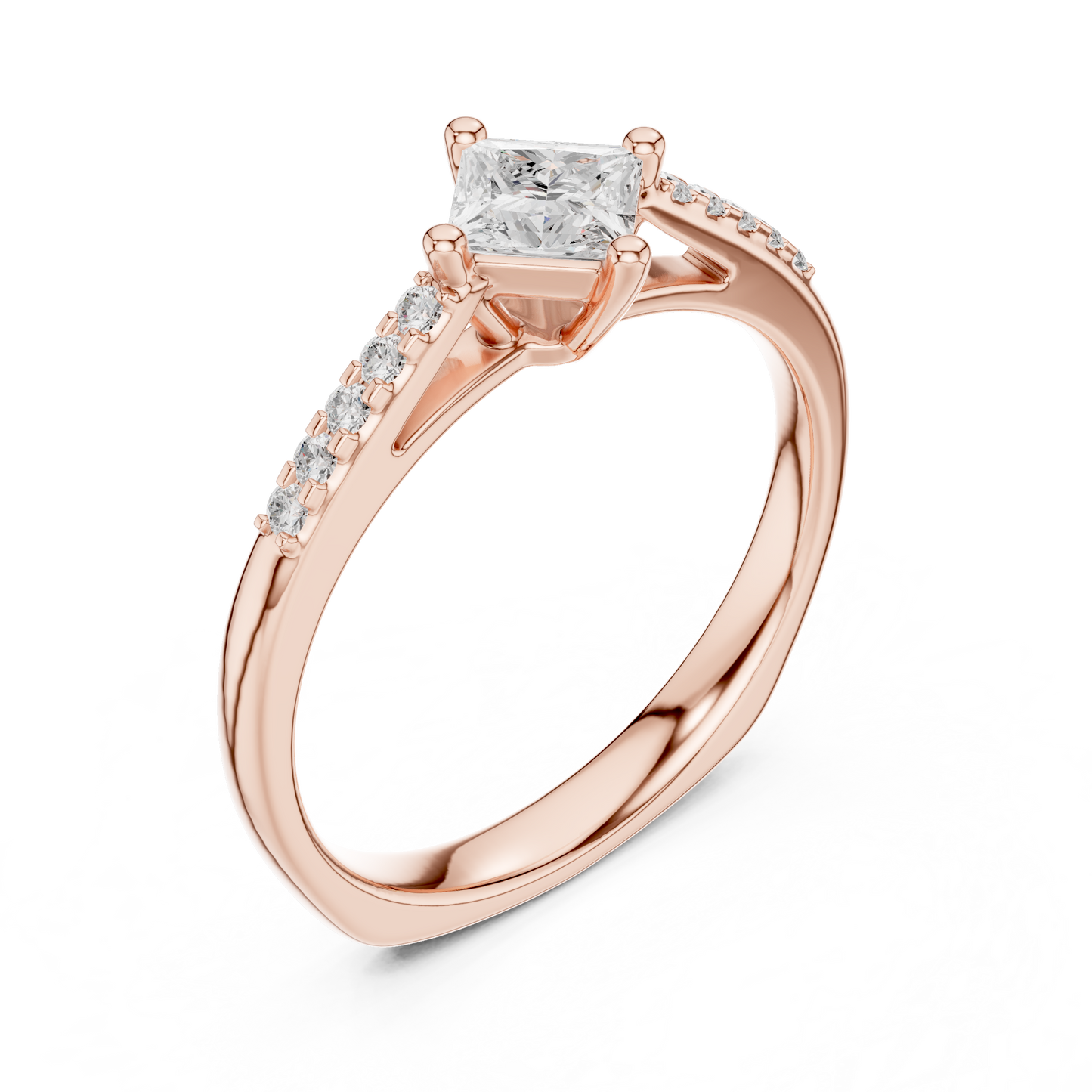 Round Side Stone Lab Grown Diamond Ring