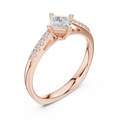 Round Side Stone Lab Grown Diamond Ring