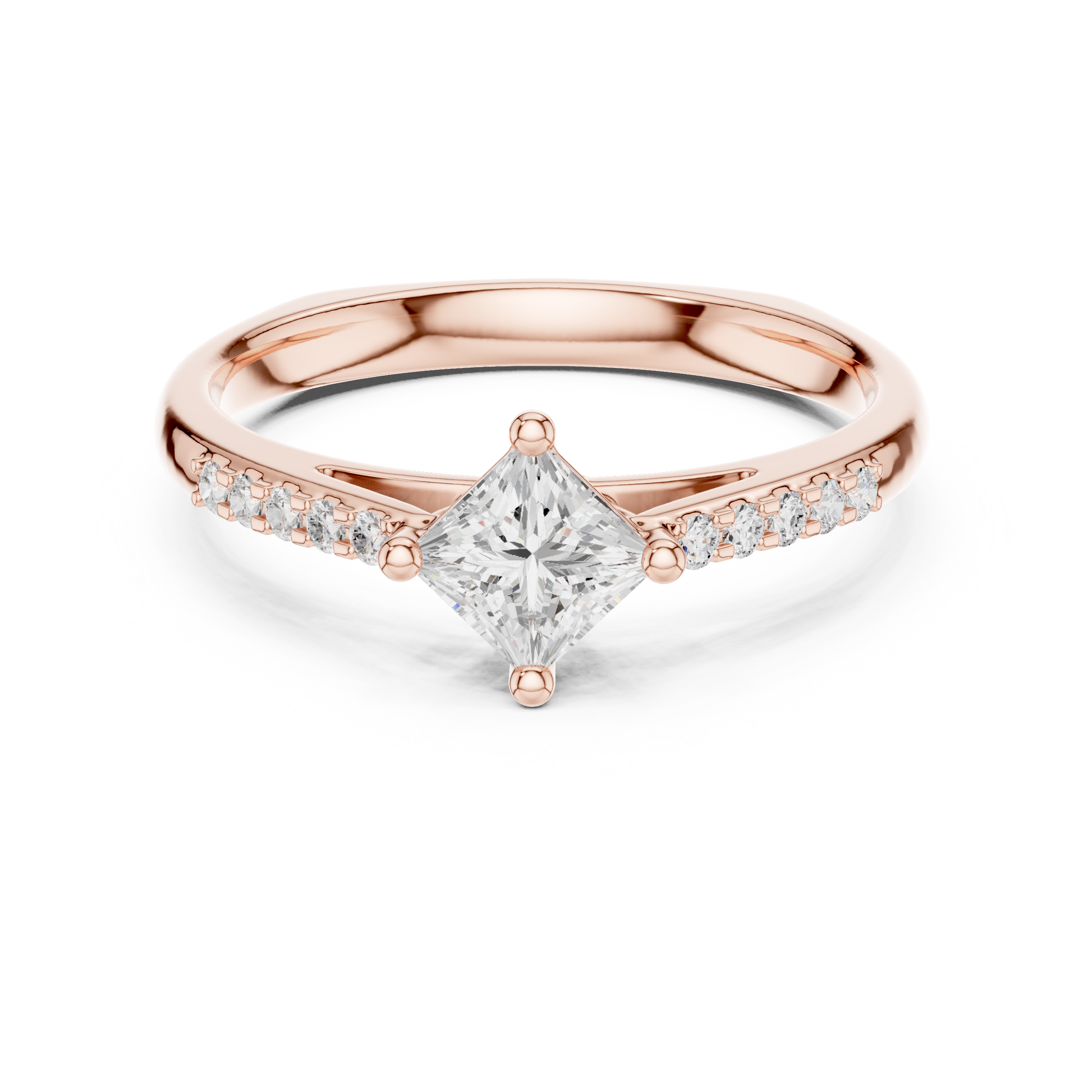 Round Side Stone Lab Grown Diamond Ring