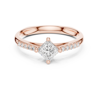 Round Side Stone Lab Grown Diamond Ring