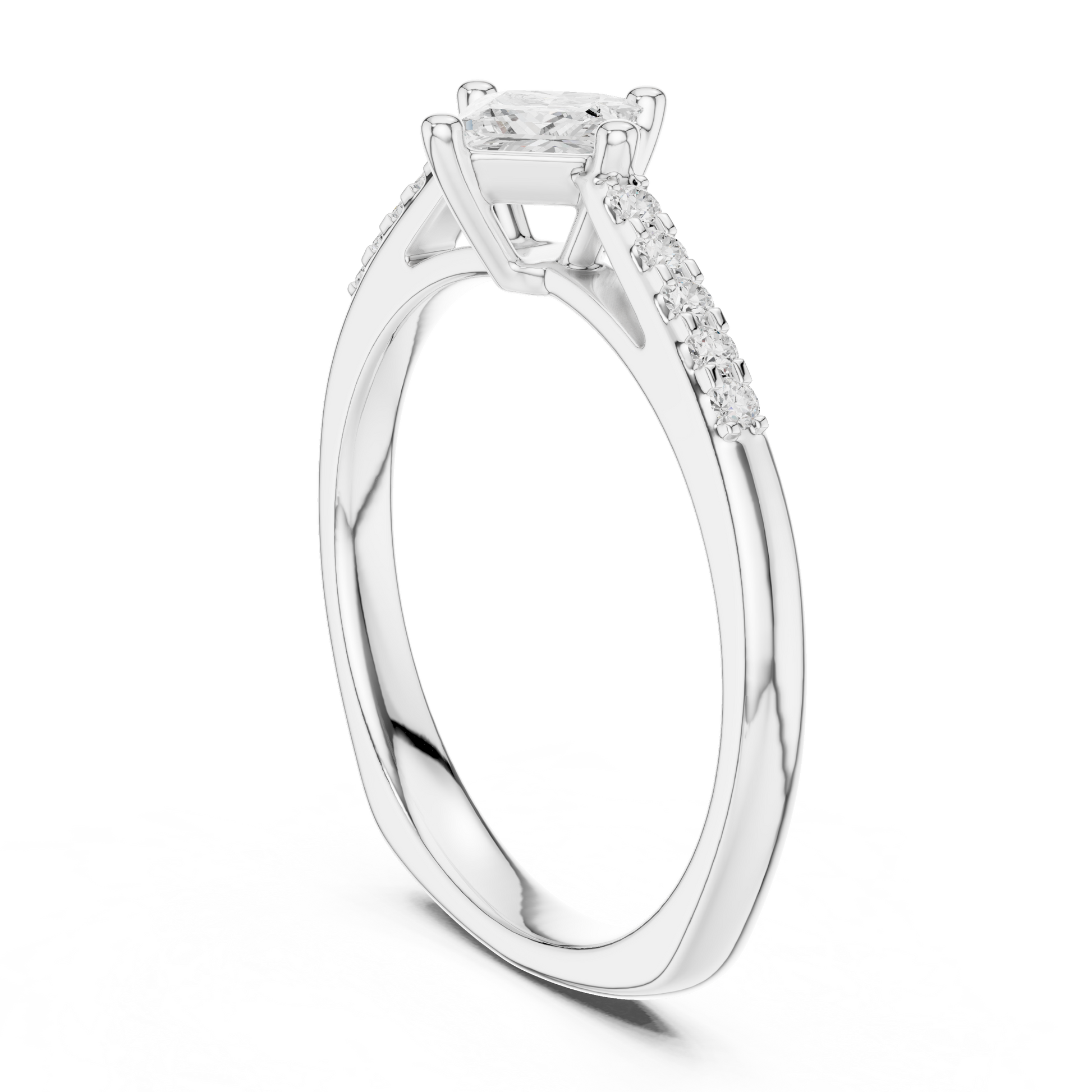 Round Side Stone Lab Grown Diamond Ring