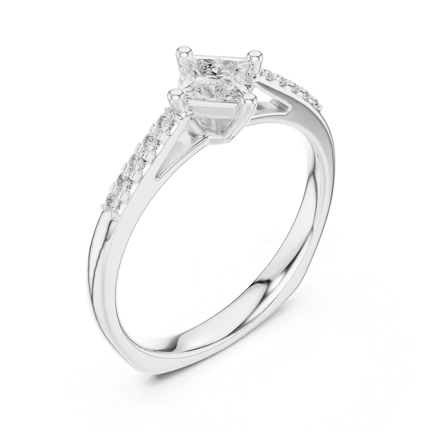 Round Side Stone Lab Grown Diamond Ring