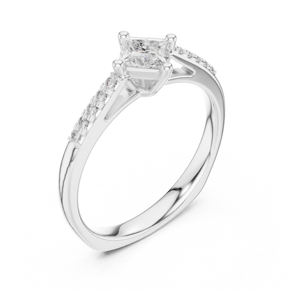 Round Side Stone Lab Grown Diamond Ring