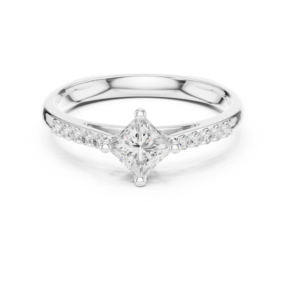 Round Side Stone Lab Grown Diamond Ring
