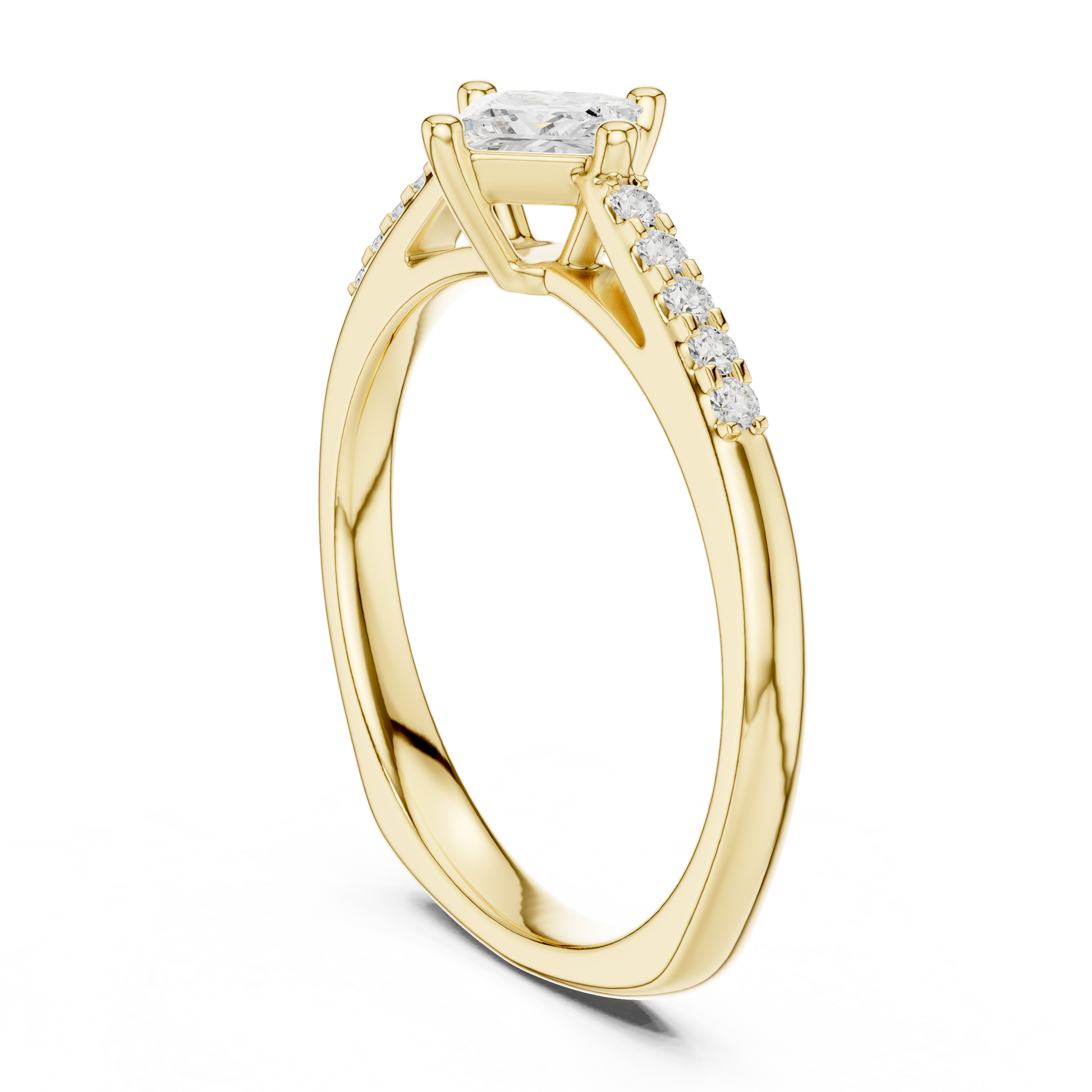 Round Side Stone Lab Grown Diamond Ring