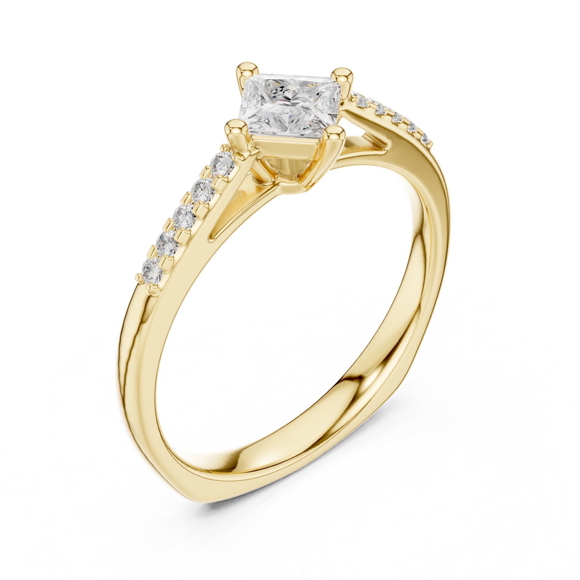 Round Side Stone Lab Grown Diamond Ring