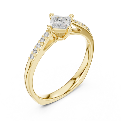 Round Side Stone Lab Grown Diamond Ring