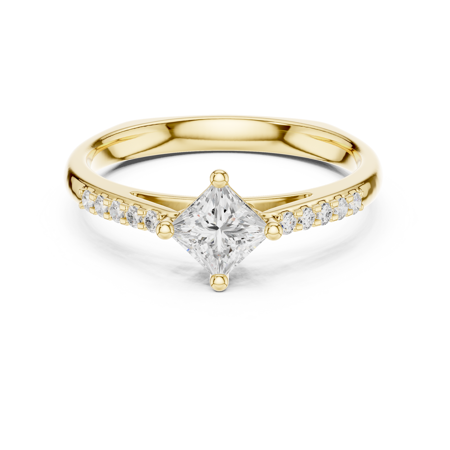 Round Side Stone Lab Grown Diamond Ring
